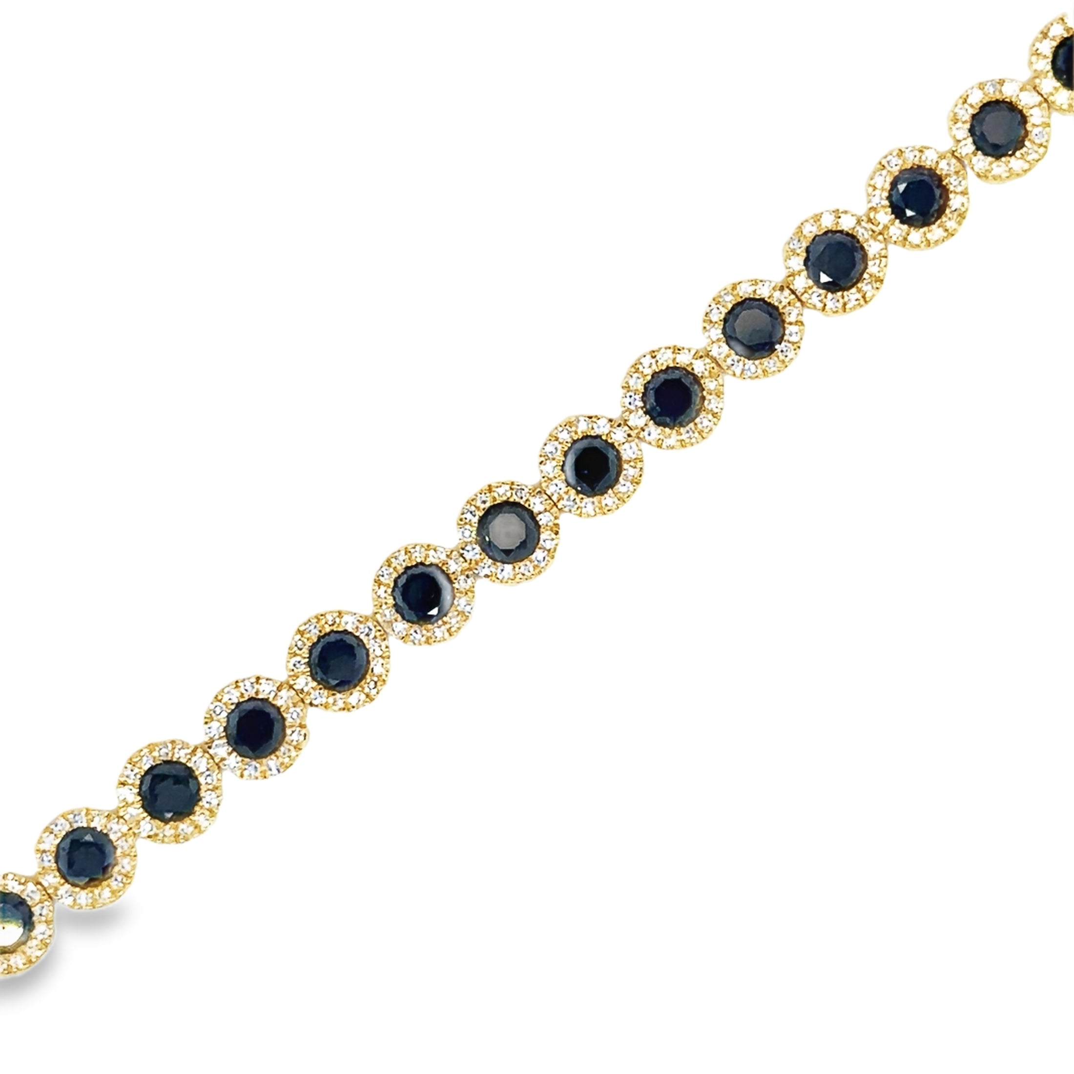 14K Yellow Gold Black & White Diamond Tennis Bracelet  0.83 TCW