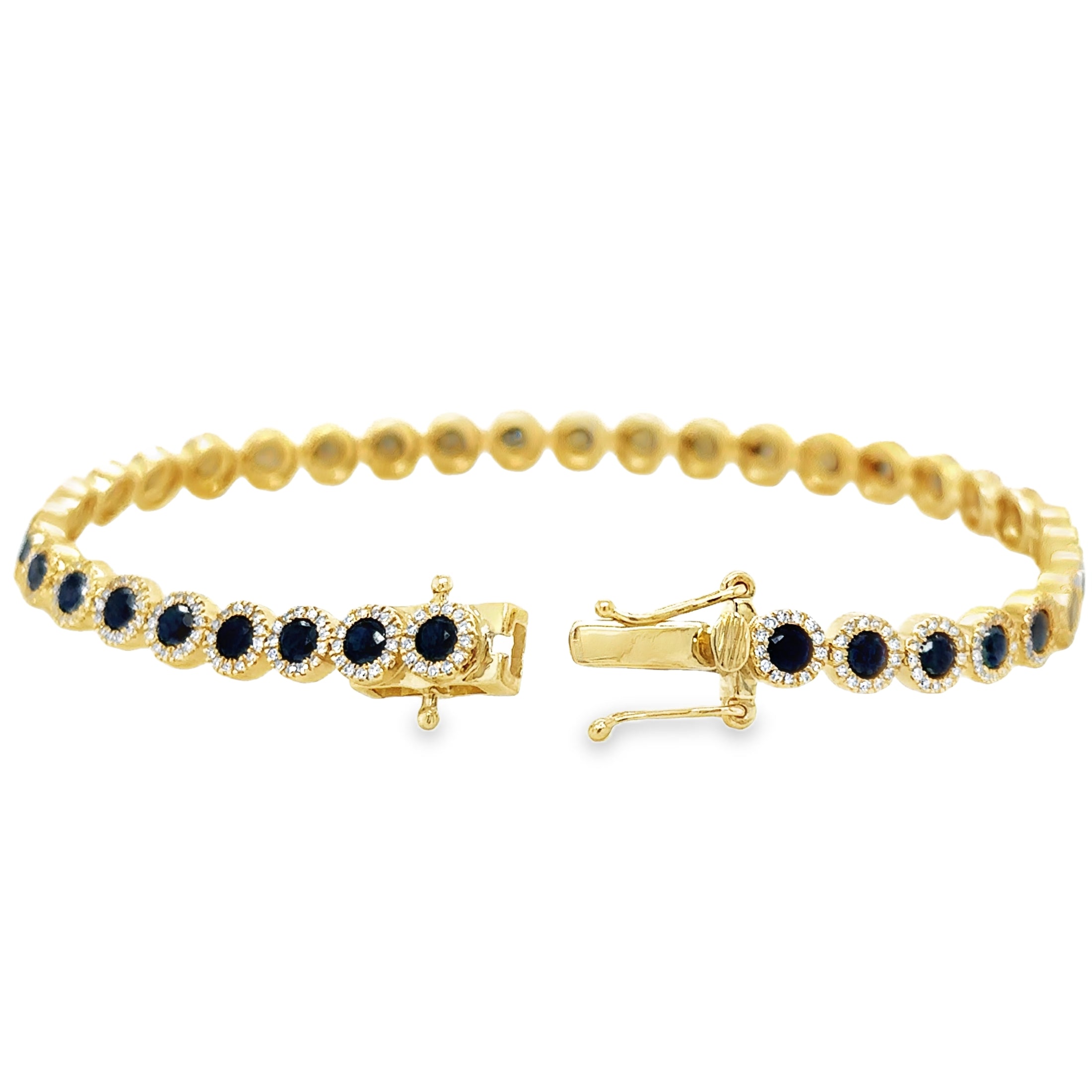 14K Yellow Gold Black & White Diamond Tennis Bracelet  0.83 TCW