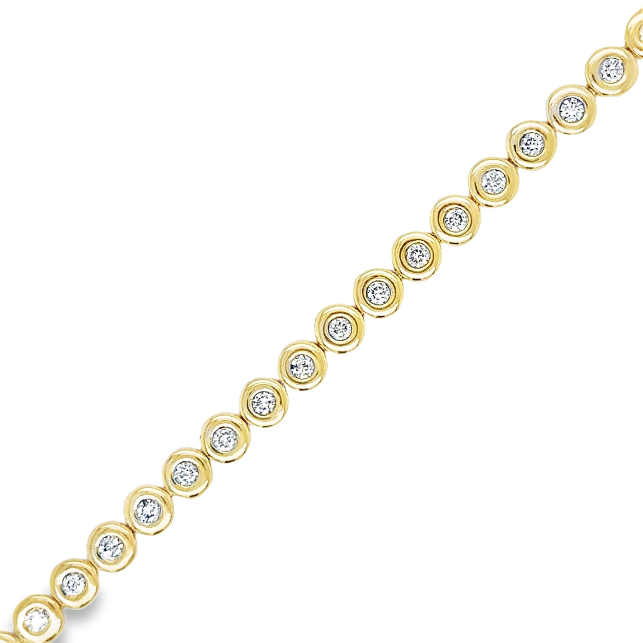 14K Yellow Gold Diamond Bezel Tennis Bracelet  1.01 TCW