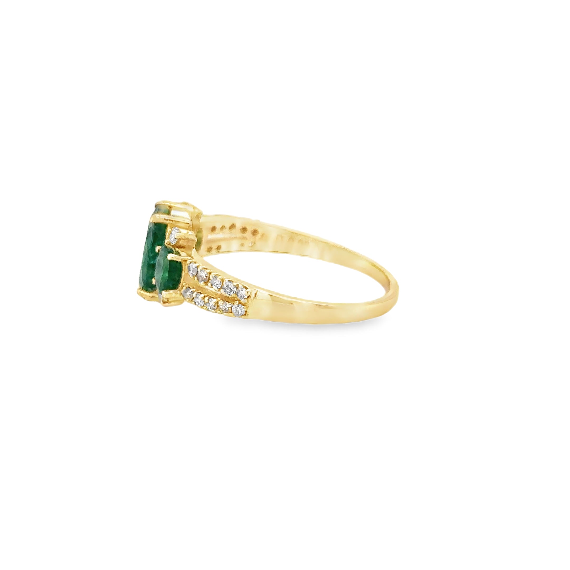 14K Yellow Gold Emerald & Diamonds Ring 1.62 TCW