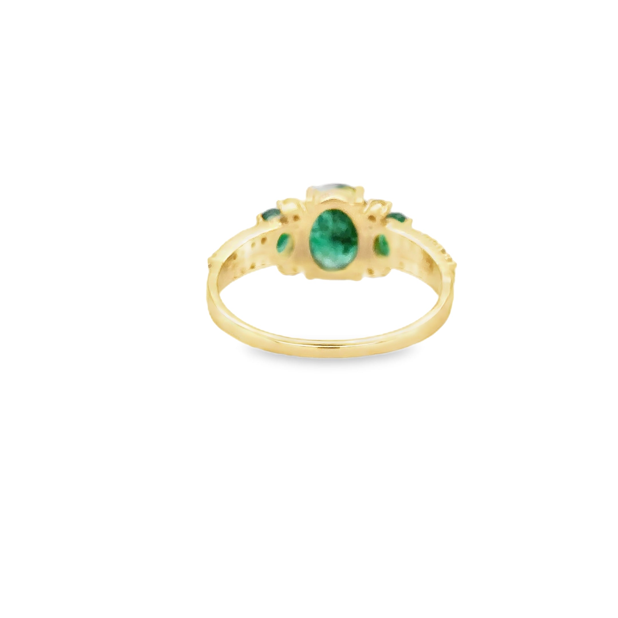 14K Yellow Gold Emerald & Diamonds Ring 1.62 TCW