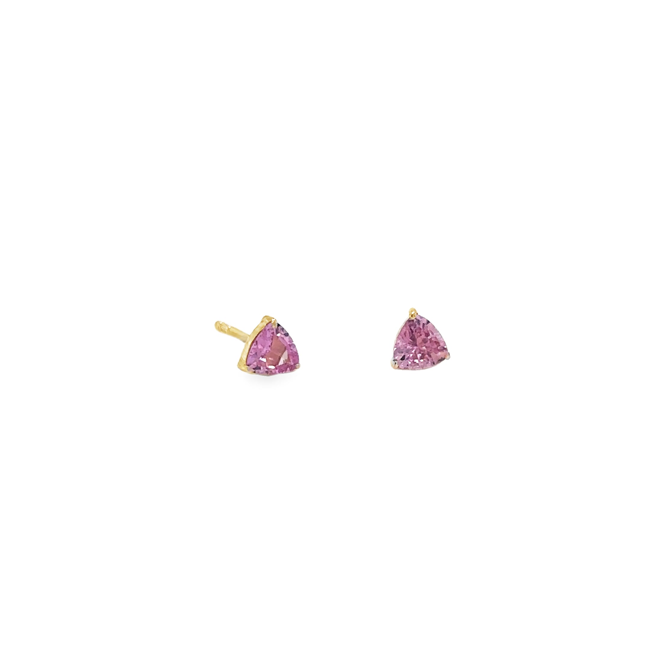 Pendientes De Zafiro Rosa Con Corte Trillón De Oro Amarillo De 14 K, 0.45CT