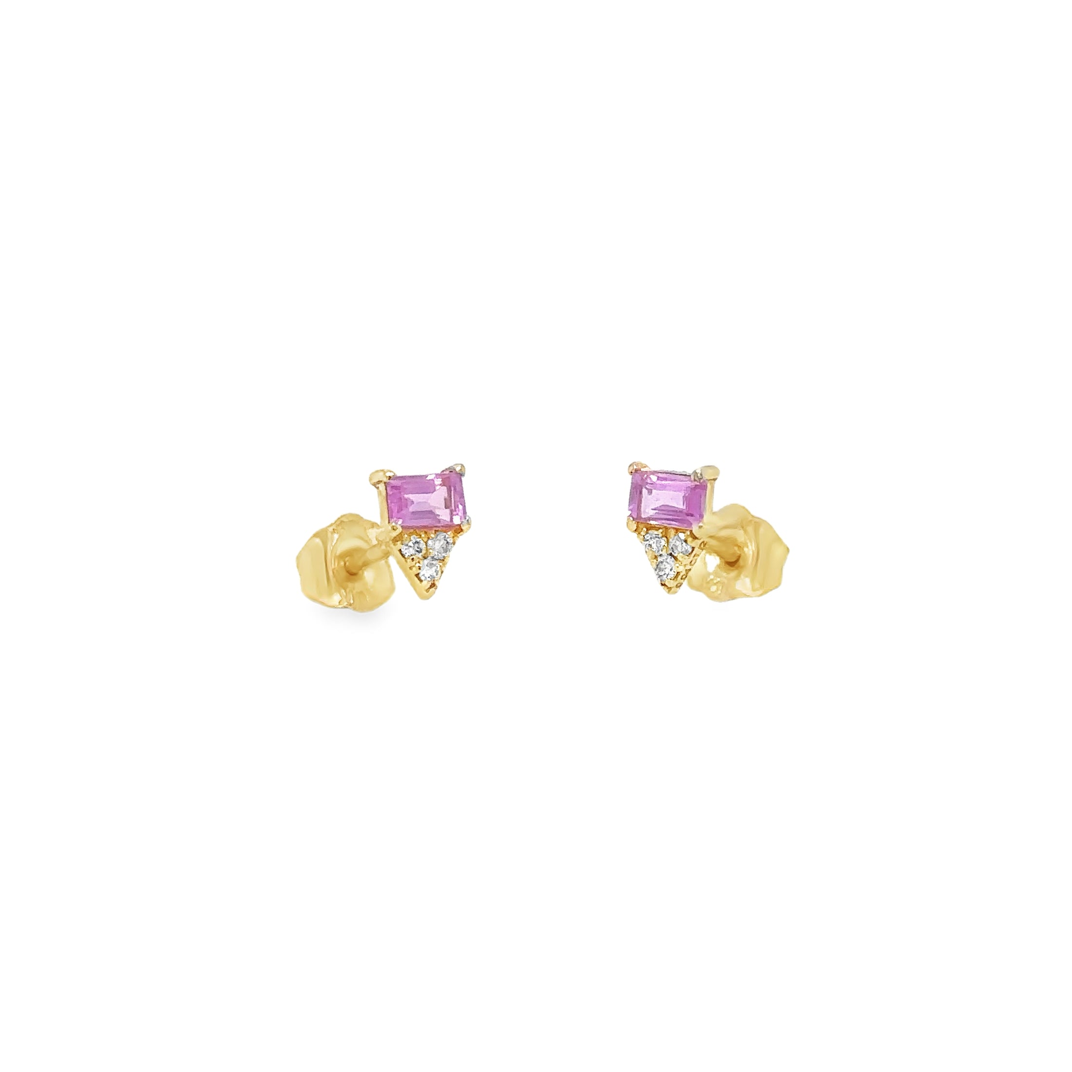 14K Yellow Gold Pink Sapphire Diamond Earring 0.29 TCW