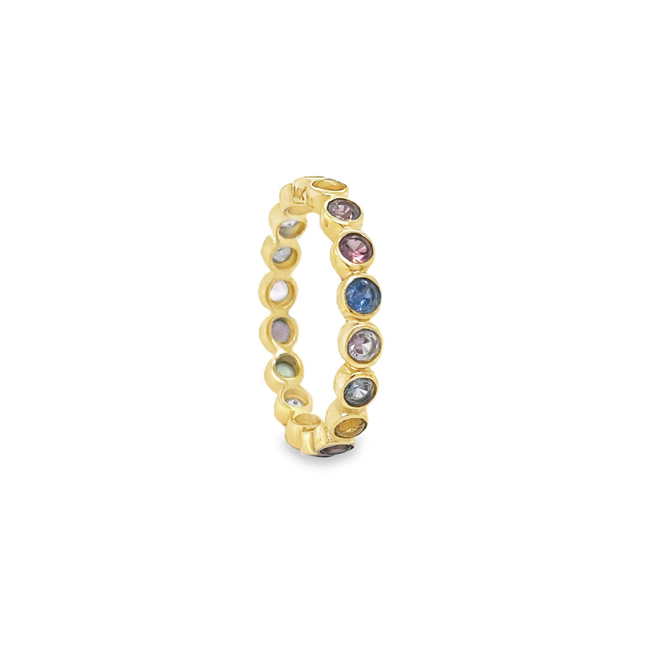 Anillo Multi Zafiro En Oro Amarillo De 14 K, 1.12CT