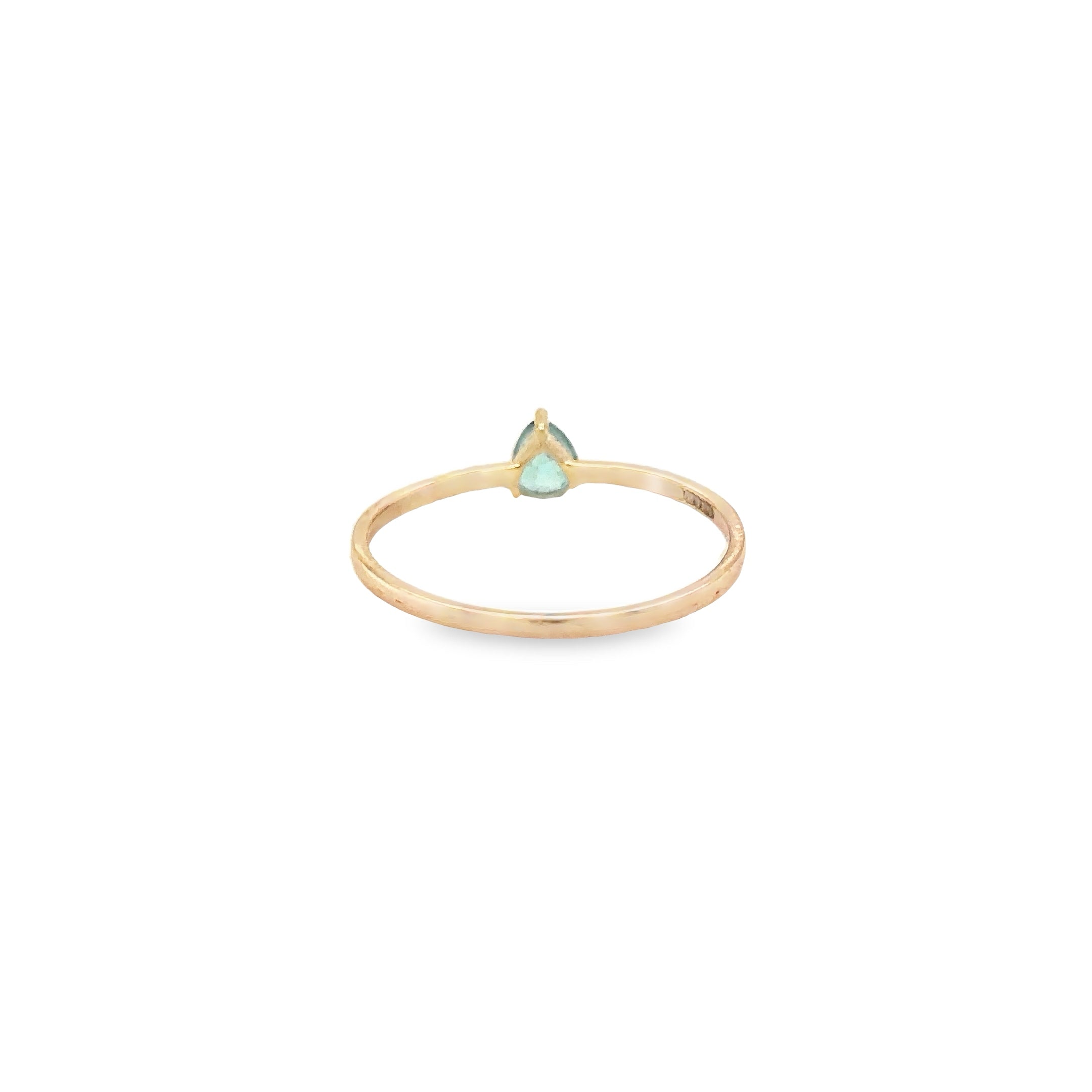 Anillo Esmeralda En Forma De Pera De Oro Amarillo De 14 K, 0.20CT