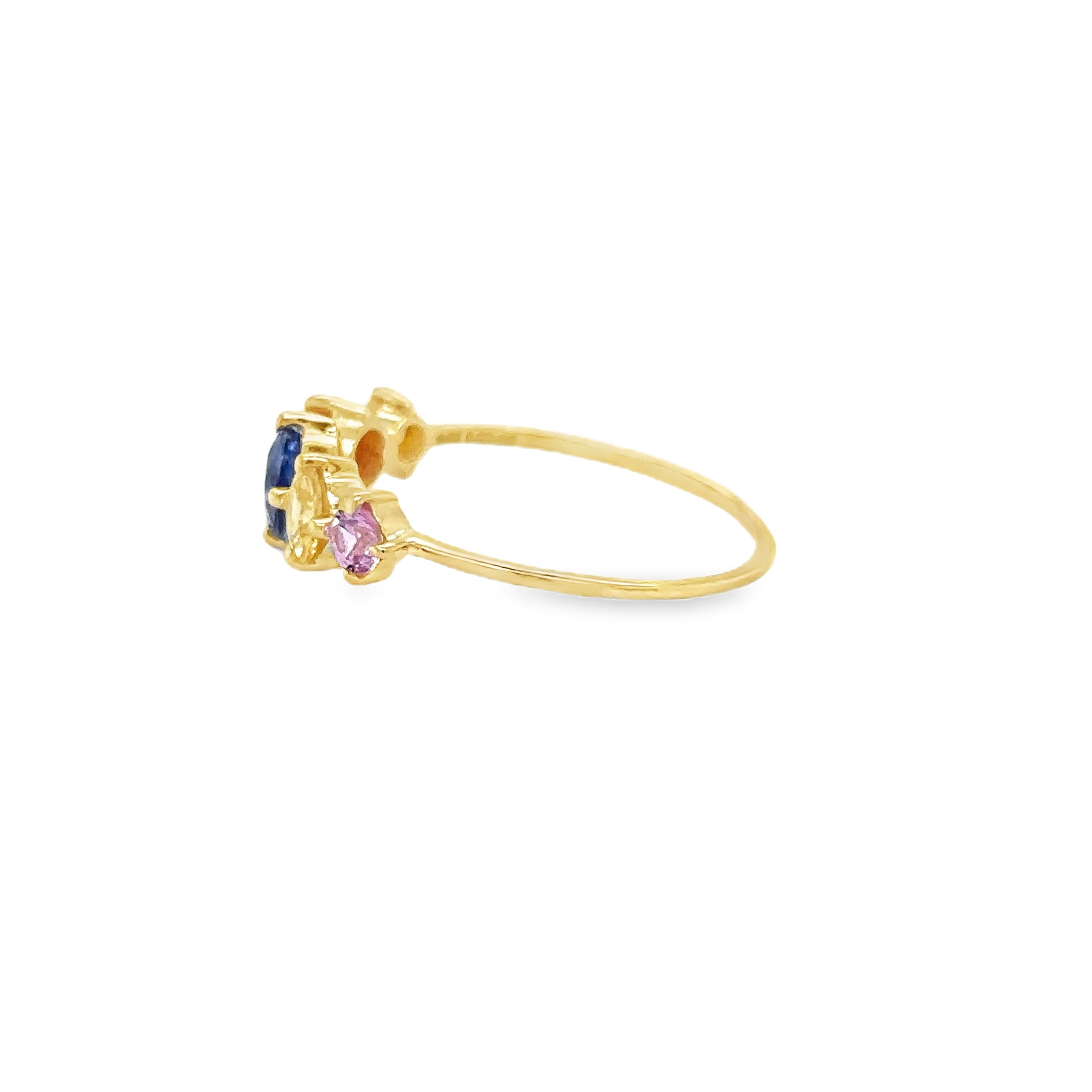 Anillo Multi Zafiro En Oro Amarillo De 14 K, 1.60CT