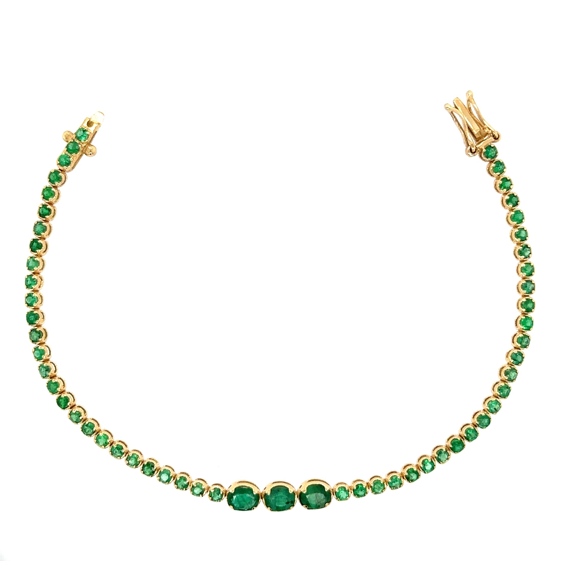 Pulsera De Tenis Con Esmeraldas En Oro Amarillo De 14 K, 3.3CT