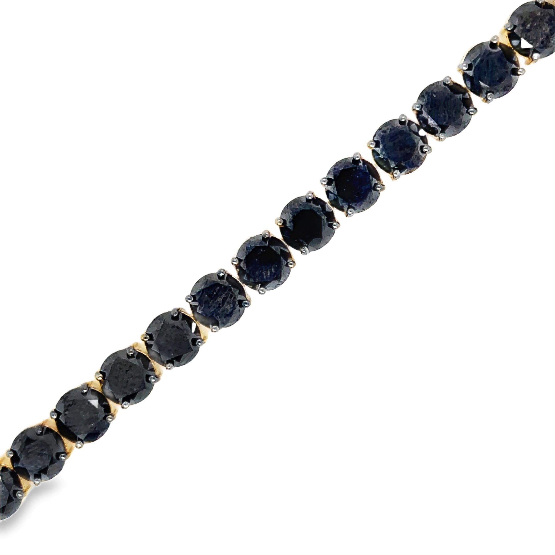 14K Yellow Gold Black Diamond Tennis Bracelet  25.50 TCW