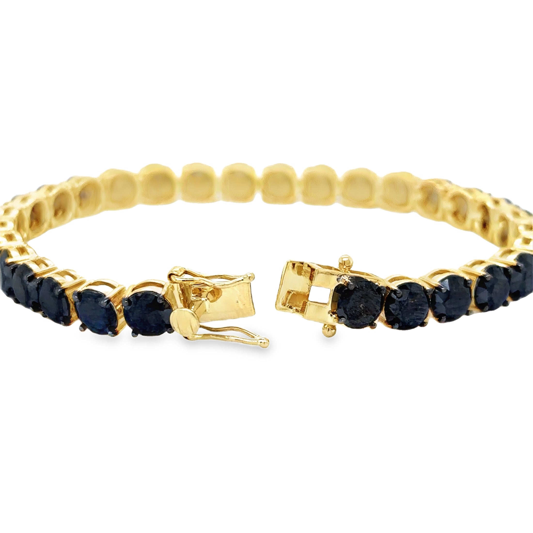 14K Yellow Gold Black Diamond Tennis Bracelet  25.50 TCW