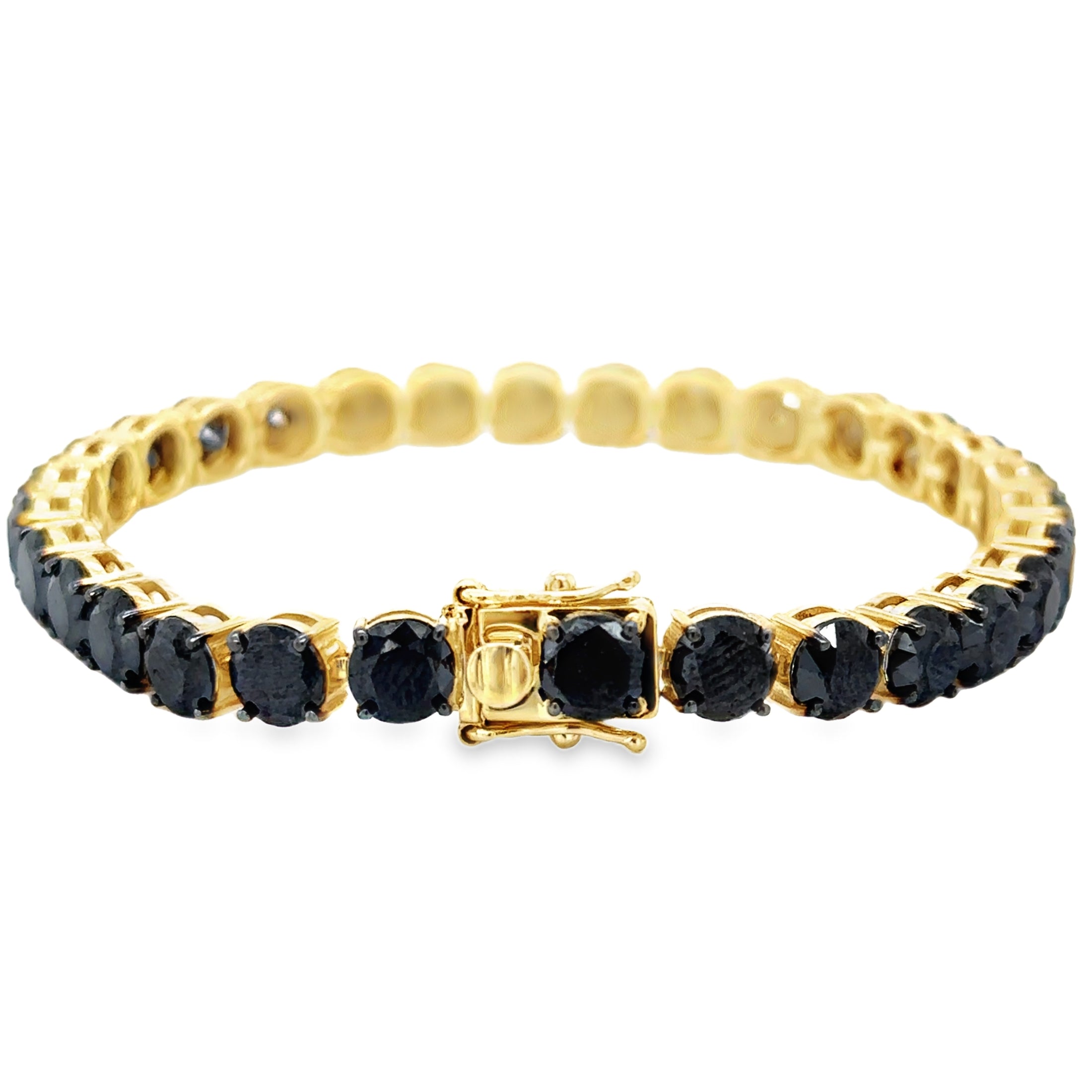 14K Yellow Gold Black Diamond Tennis Bracelet  25.50 TCW