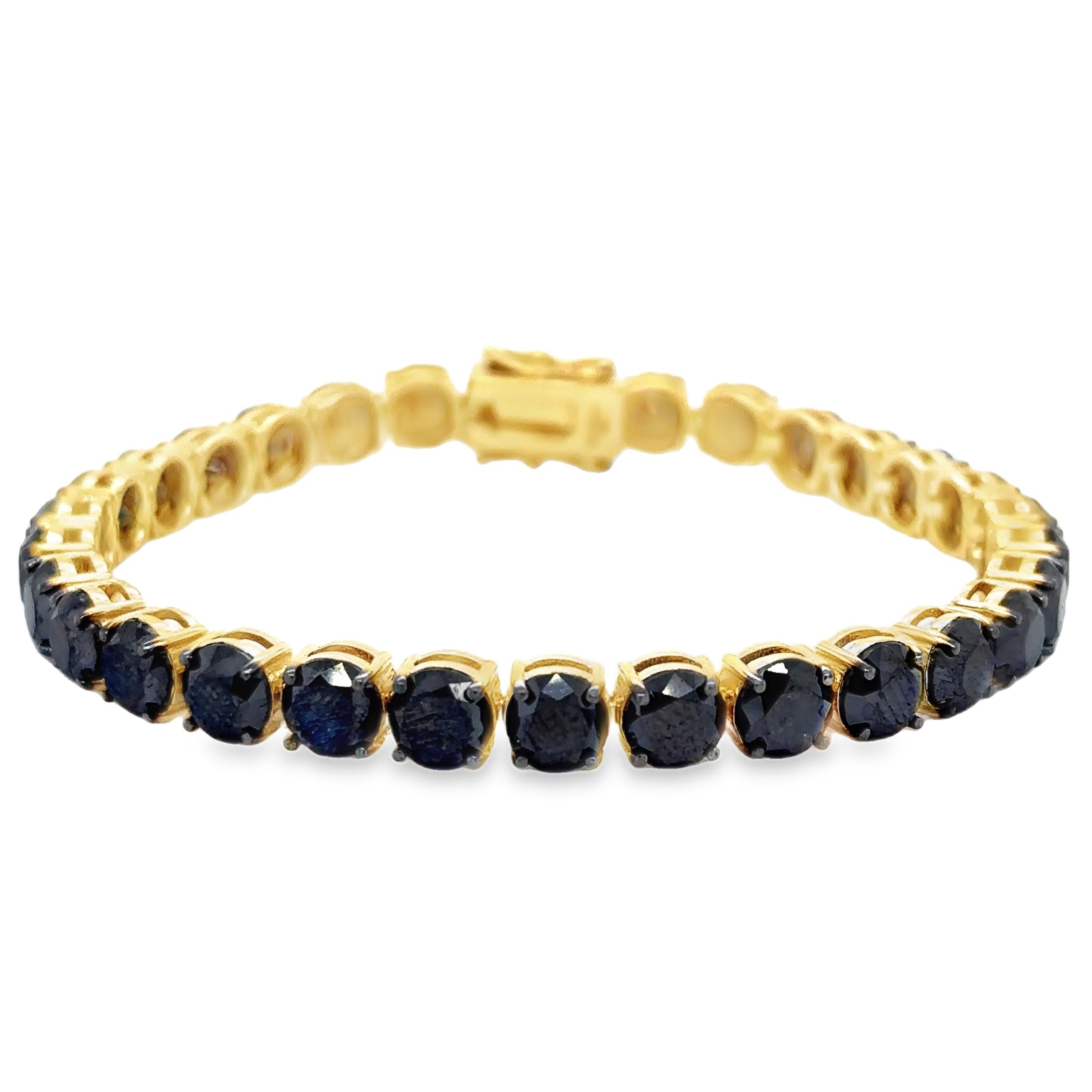 14K Yellow Gold Black Diamond Tennis Bracelet  25.50 TCW