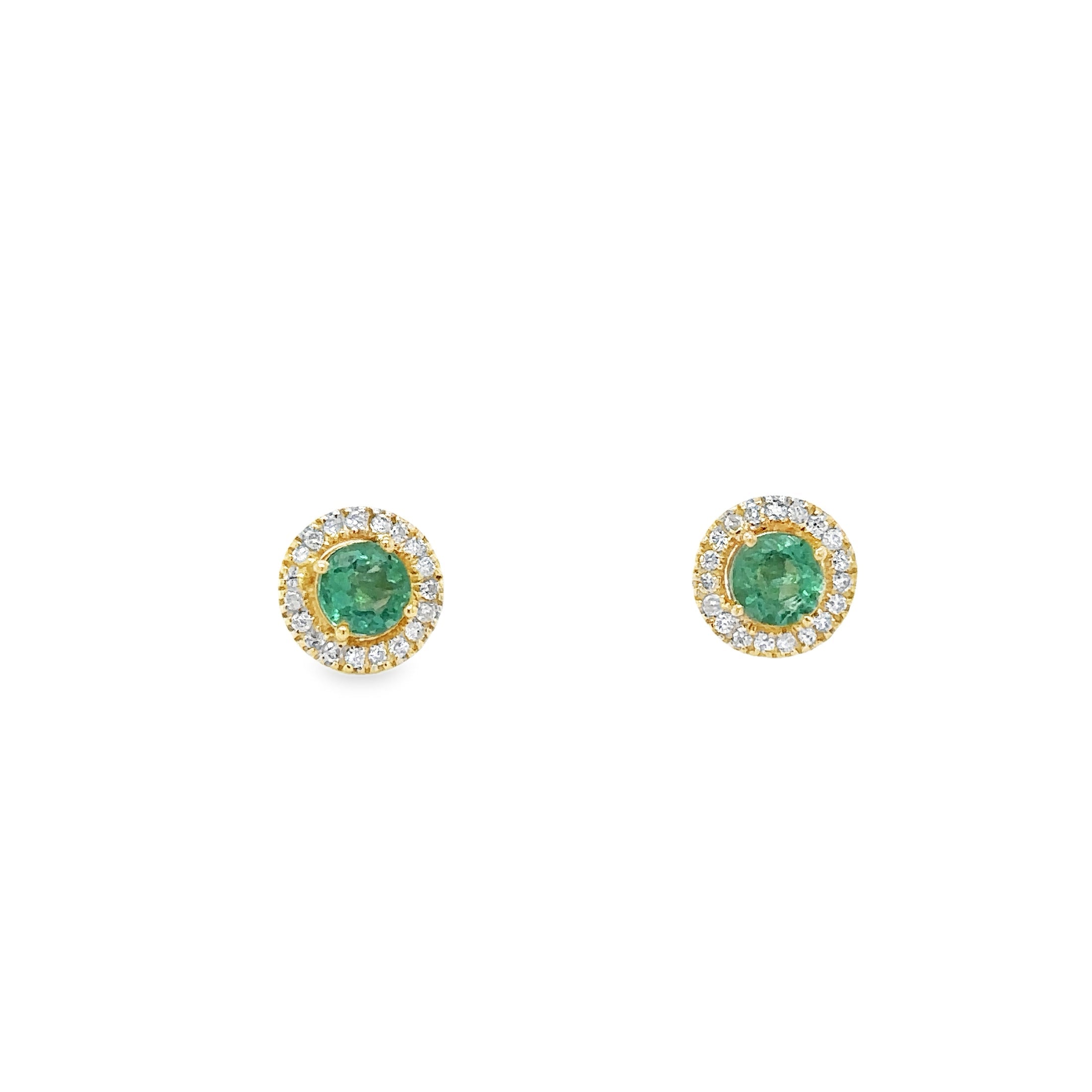 14K Yellow Gold Emerald & Diamonds Earring 0.63 TCW