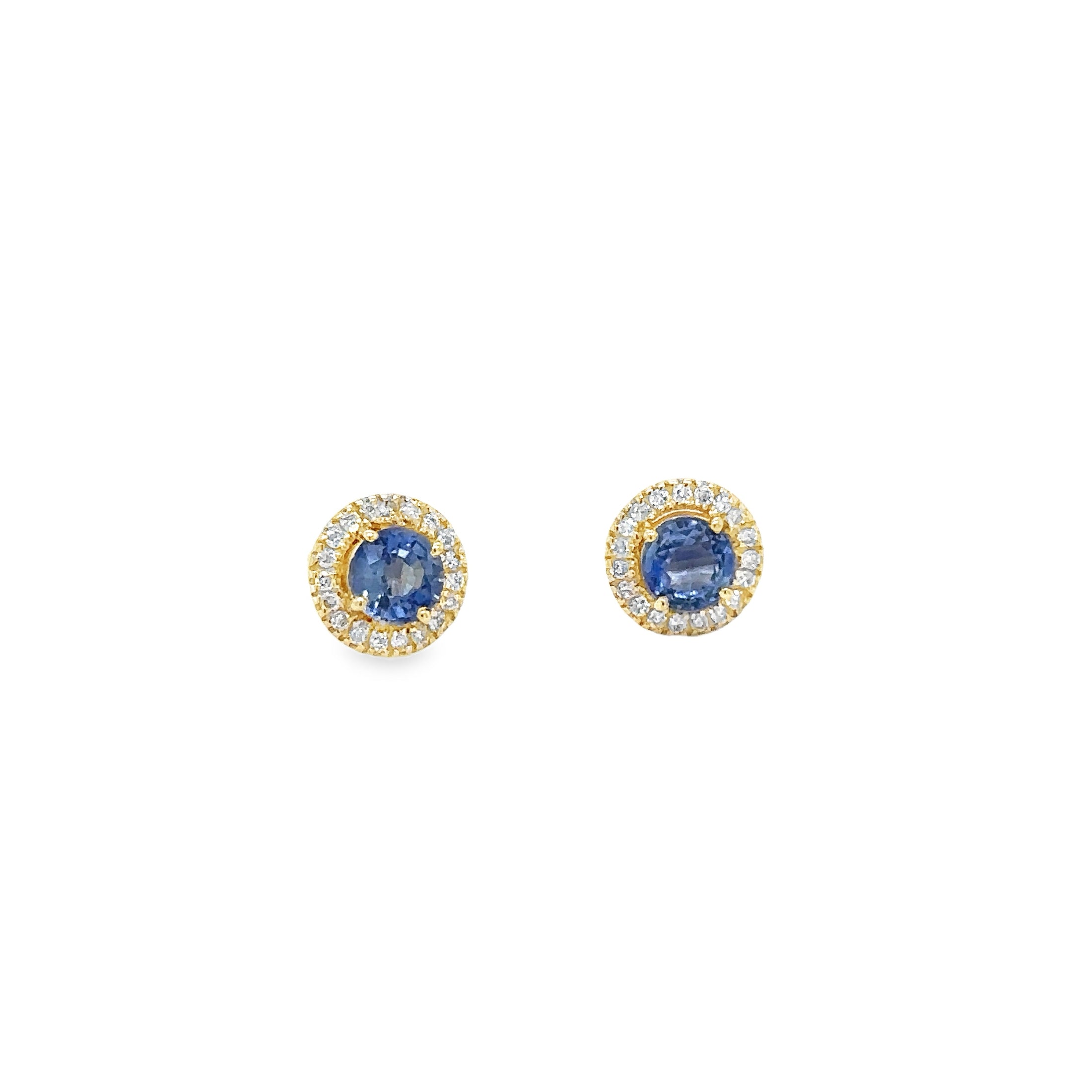 14K Yellow Gold Sapphire & Diamonds Earring 0.93 TCW