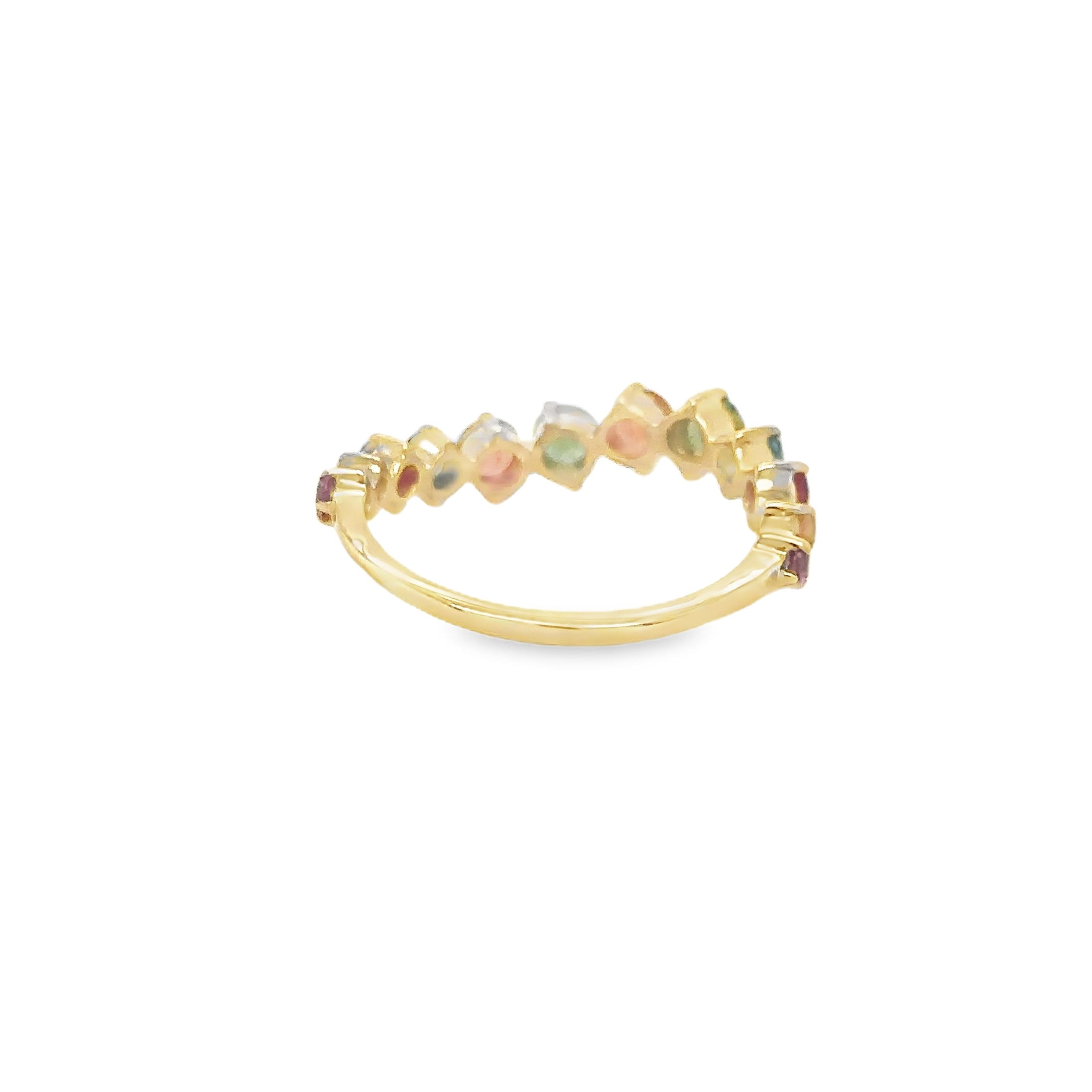 Anillo Multi Zafiro En Oro Amarillo De 14 K, 1.10CT