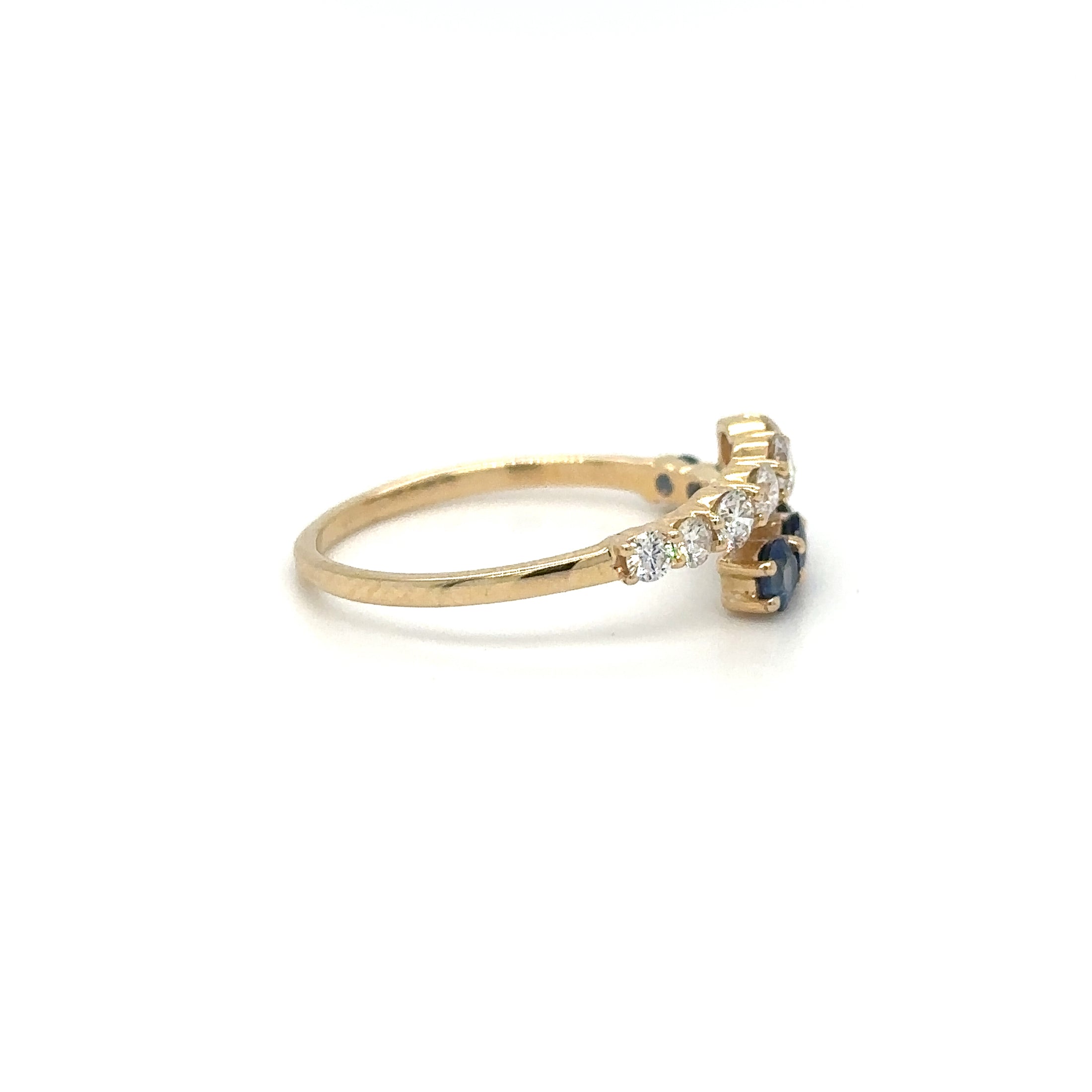 14K Yellow Gold Sapphire & Diamond Ring 0.99 TCW