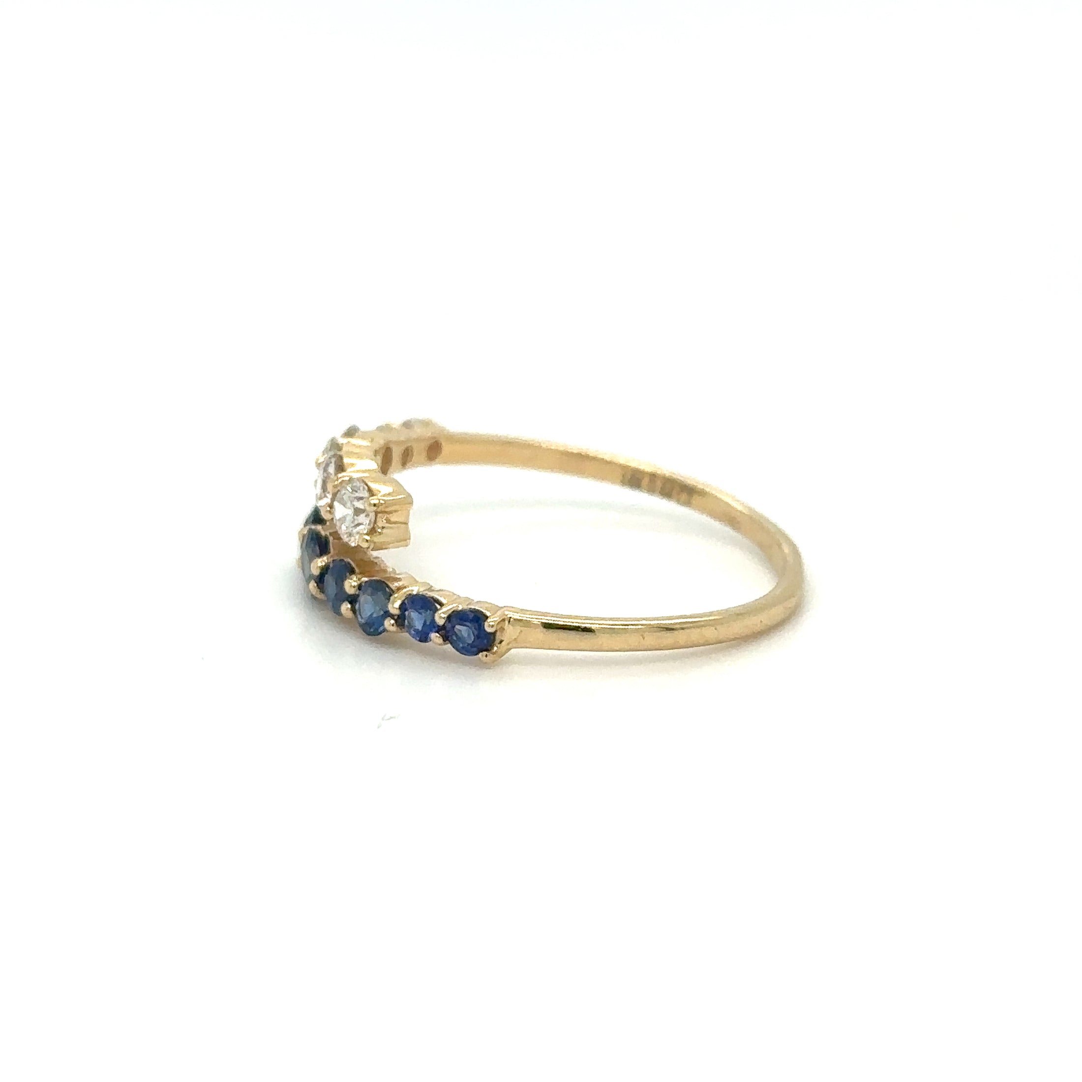 14K Yellow Gold Sapphire & Diamond Ring 0.99 TCW