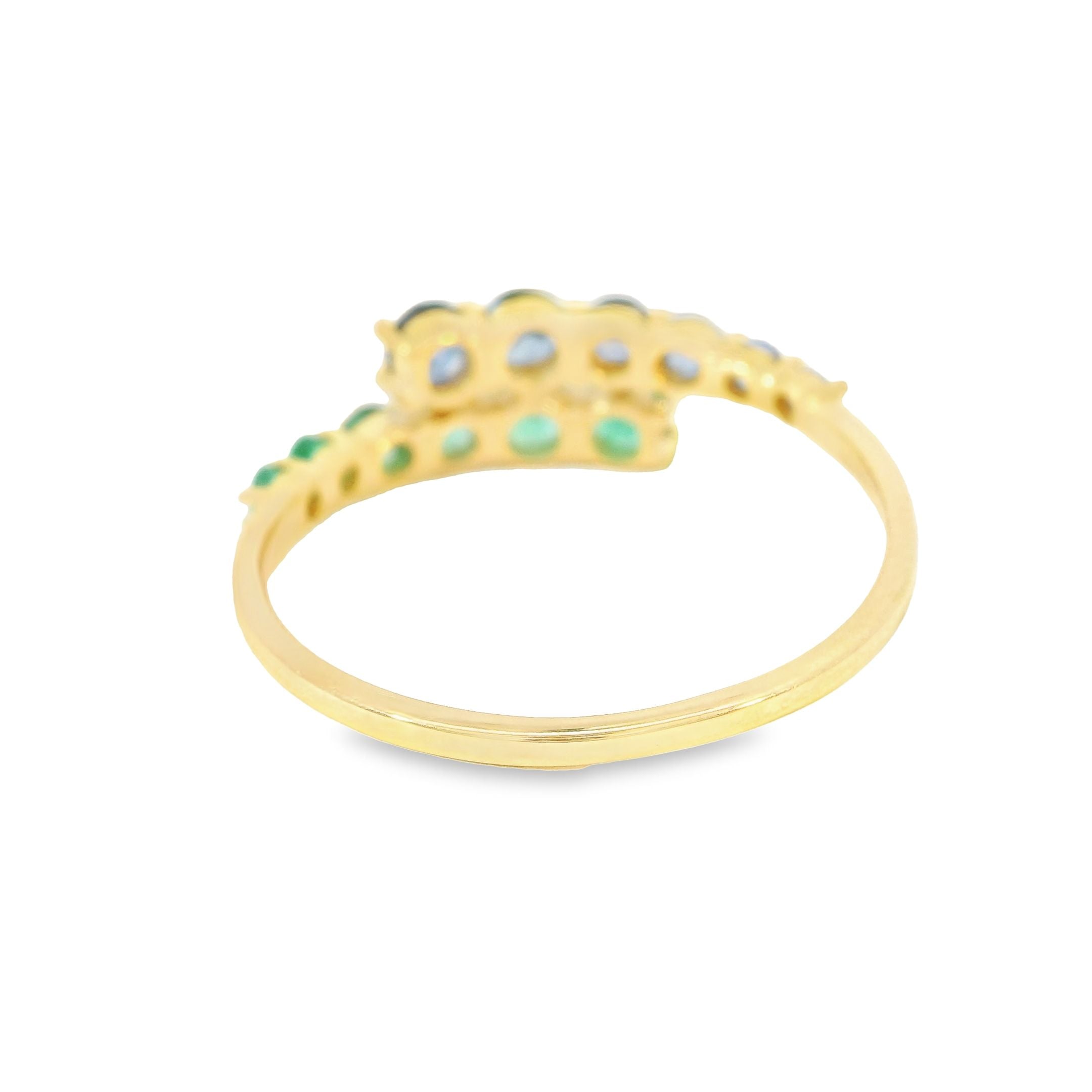 14K Yellow Gold Emerald & Sapphire Ring 0.95 TCW