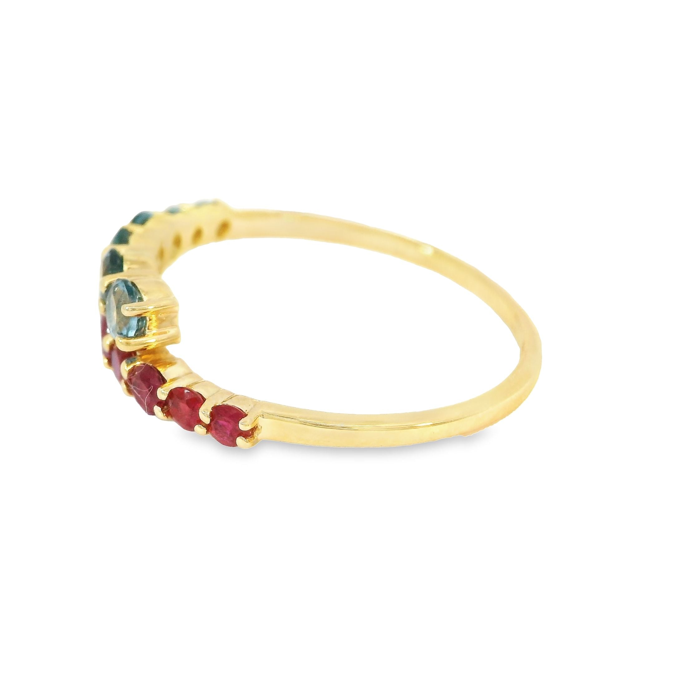 14K Yellow Gold London Blue Topaz & Ruby Ring 1.05 TCW