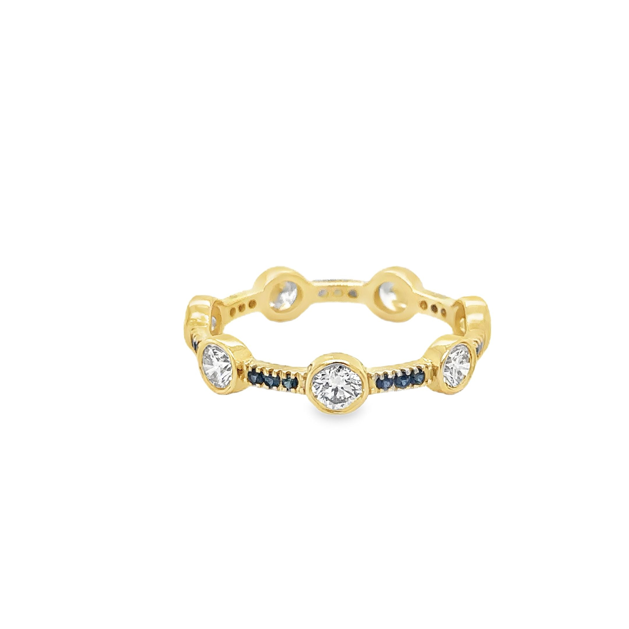 14K Yellow Gold Sapphire & Diamond Ring 1.46 TCW