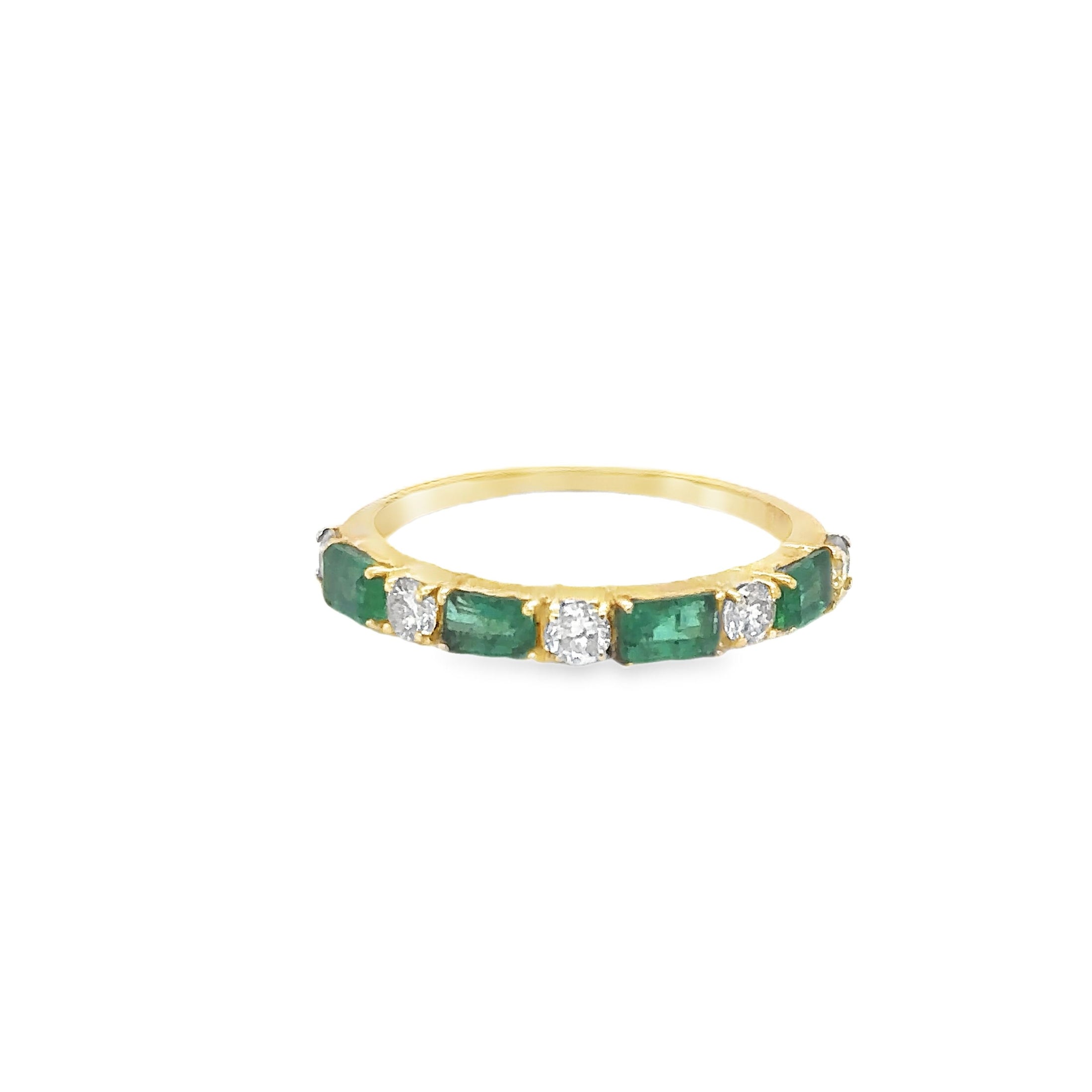 14K Yellow Gold Emerald & Diamonds Ring 1.07 TCW