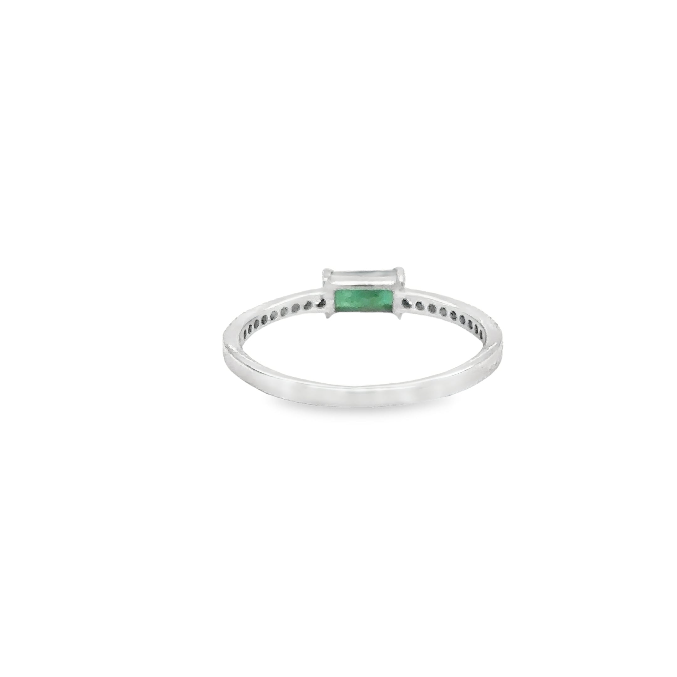 14K White Gold Emerald & Diamonds Ring 0.52 TCW