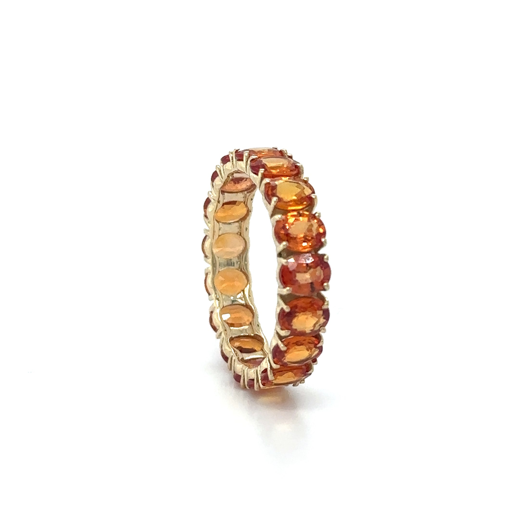 Anillo De Zafiro Naranja En Oro Amarillo De 14 K, 5.25CT