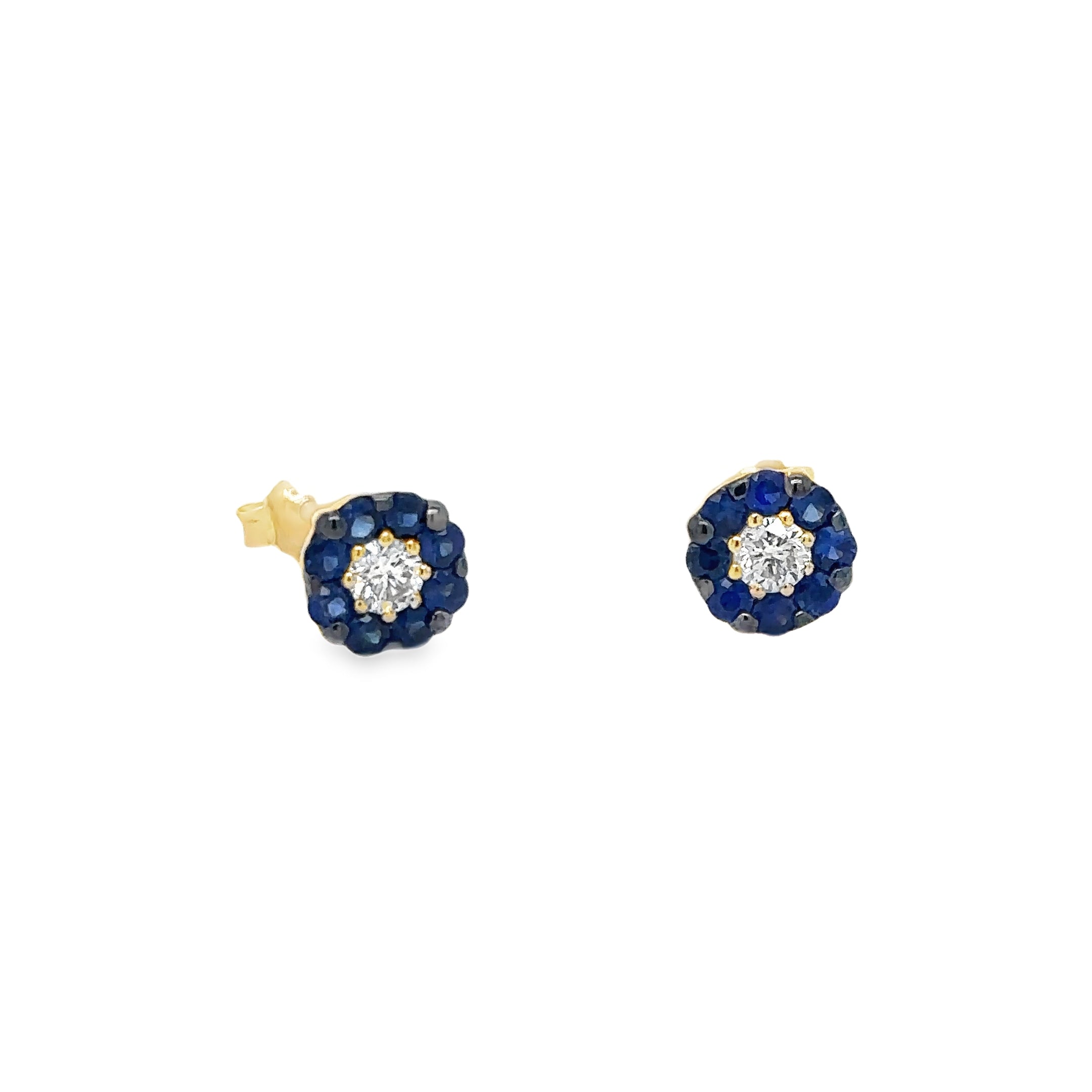 14K Yellow Gold Sapphire & Diamond Earring 0.82 TCW