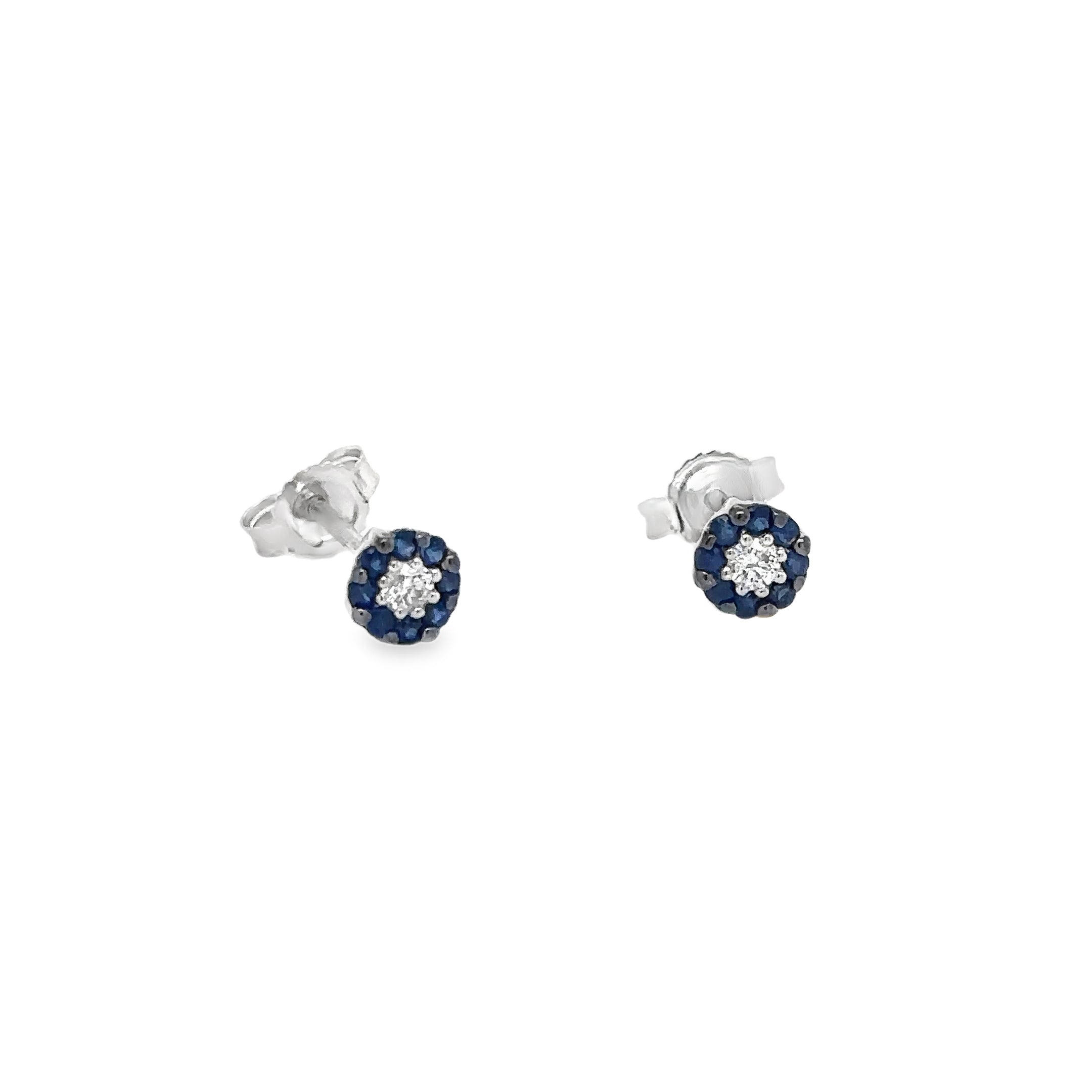 14K White Gold Sapphire & Diamond Earring 0.30 TCW