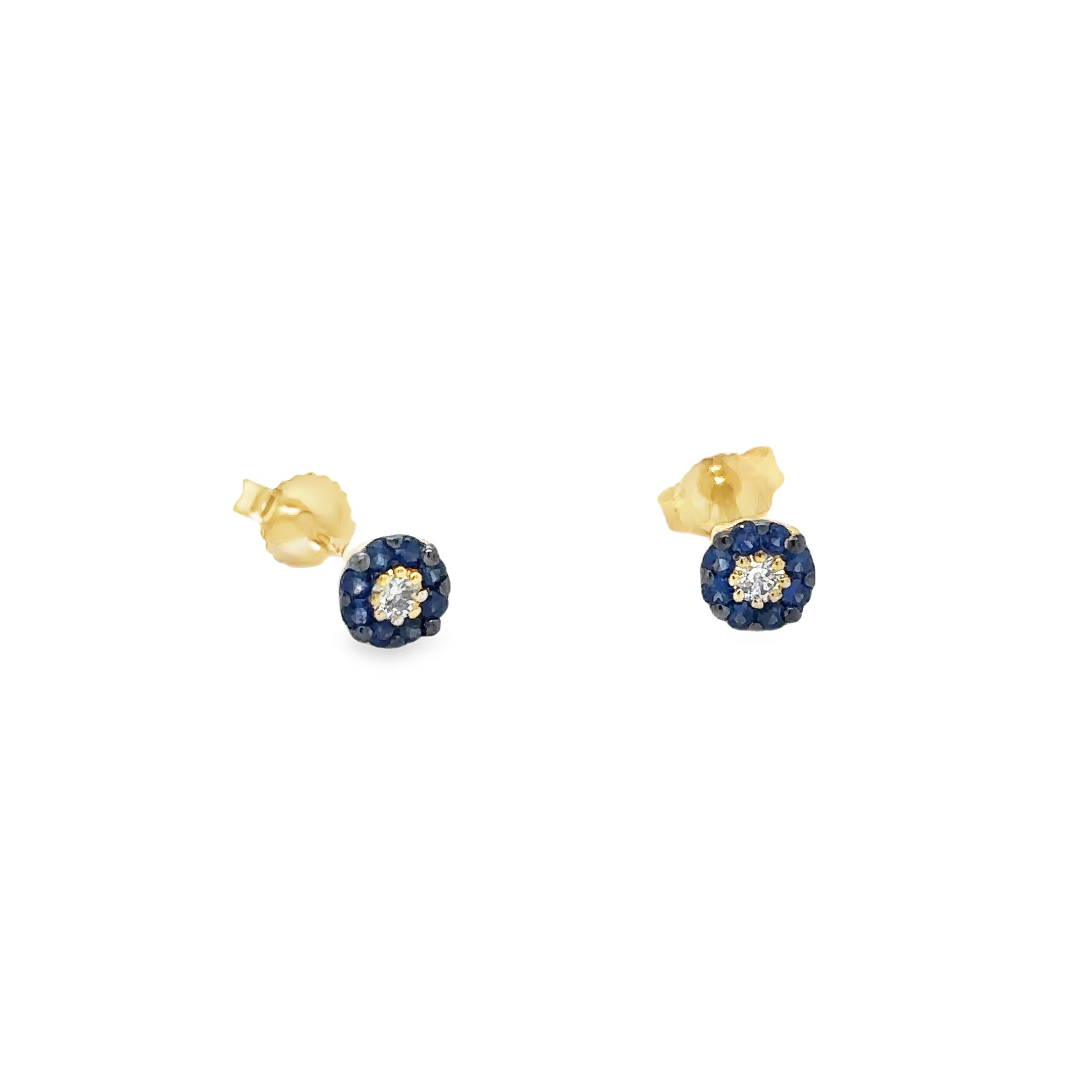 14K Yellow Gold Sapphire & Diamond Earring 0.29 TCW