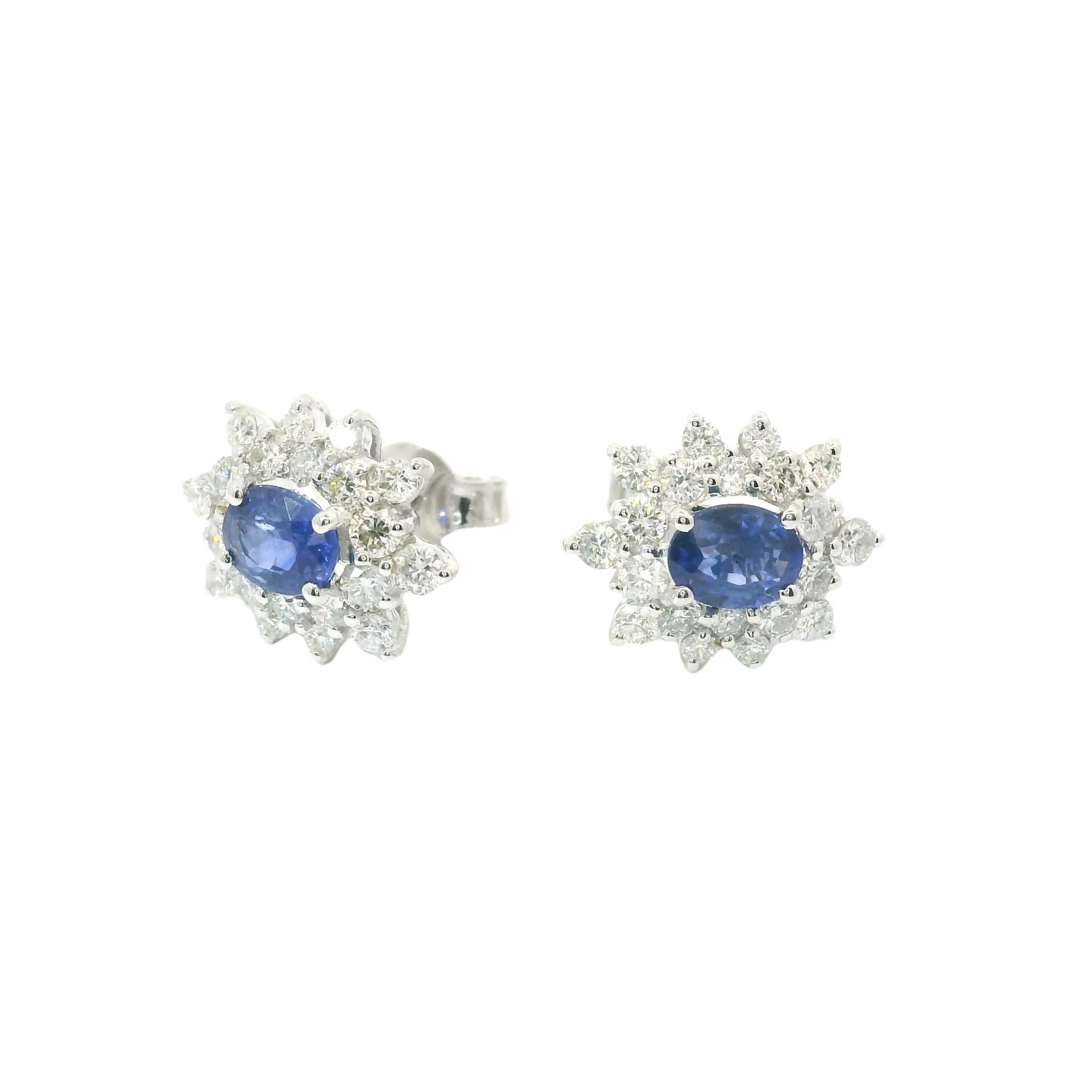 18K White Gold Sapphire & Diamonds Earring 1.66 TCW