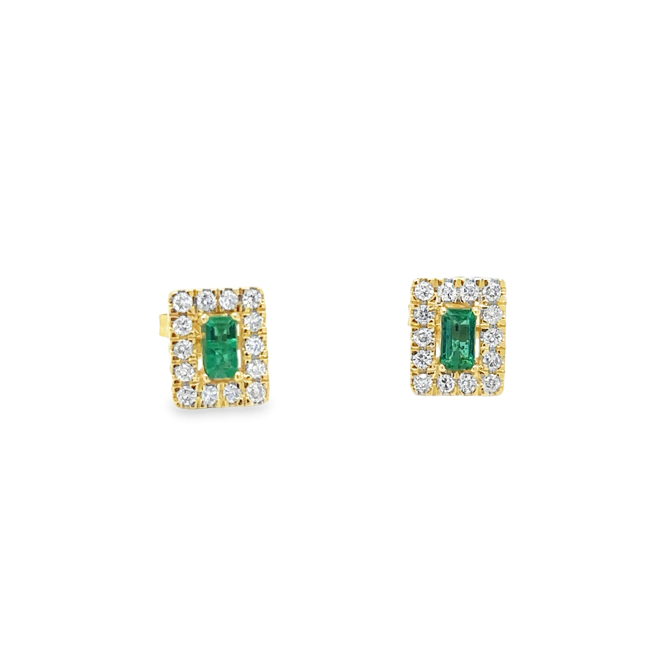 14K Yellow Gold Emerald & Diamonds Earring 0.48 TCW