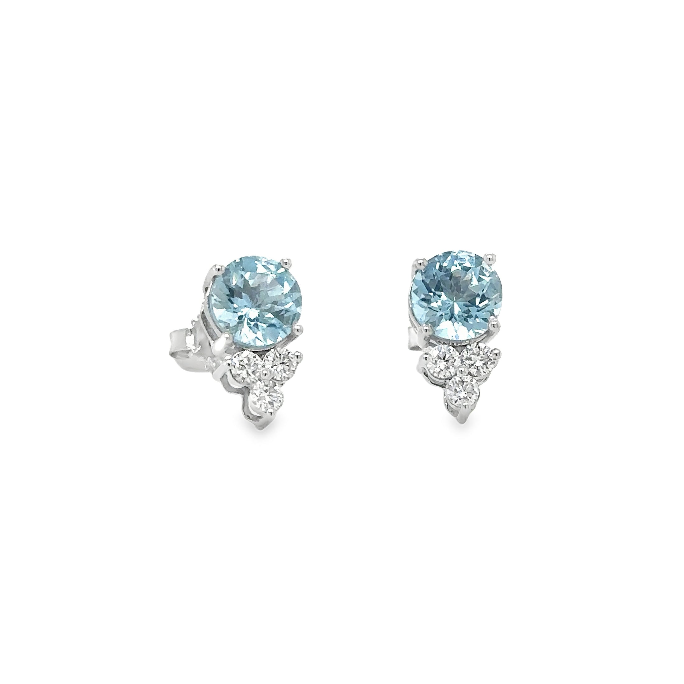 14K Yellow Gold Aquamarine & Diamonds Earring 1.97 TCW