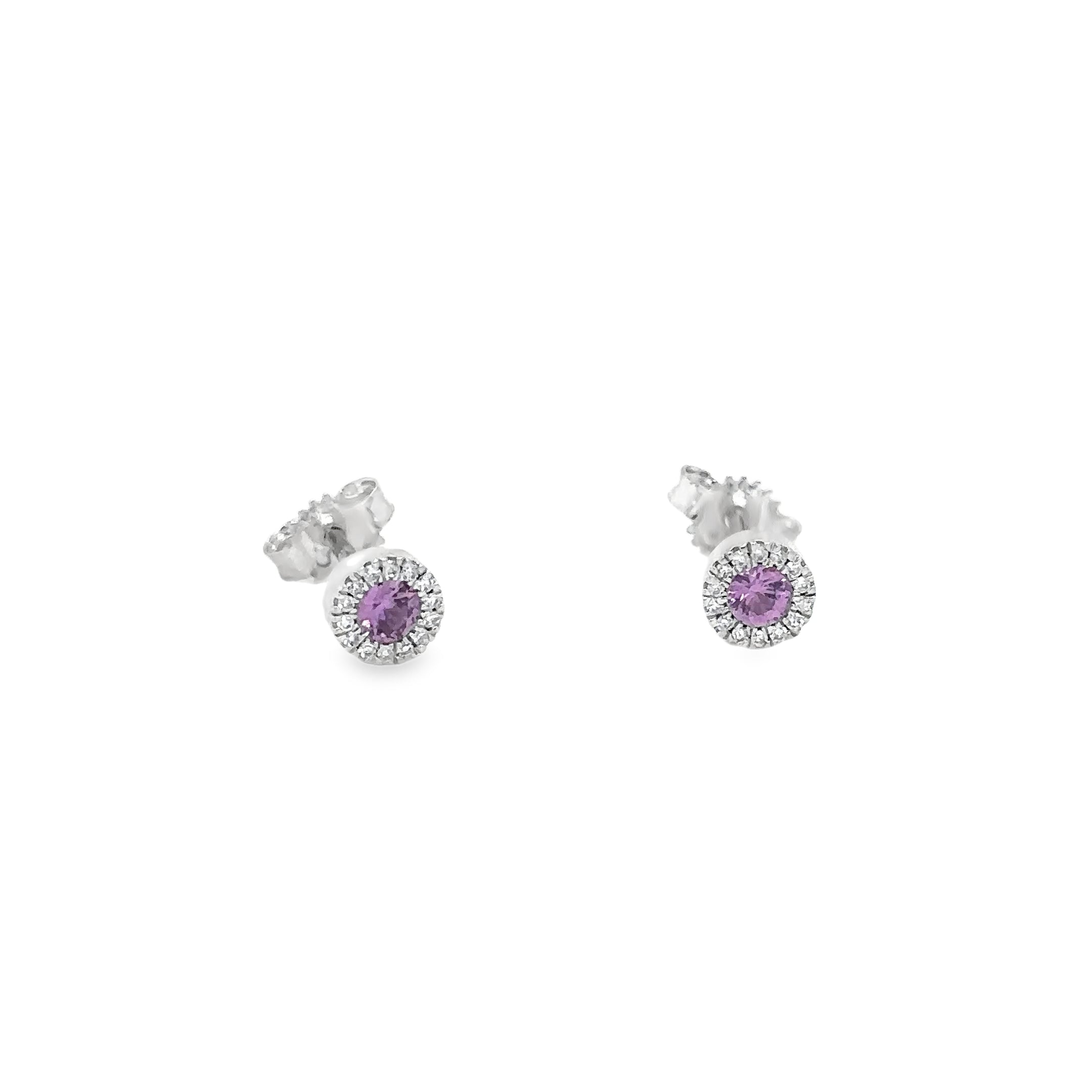 14K White Gold Pink Sapphire & Diamond Earring 0.26 TCW