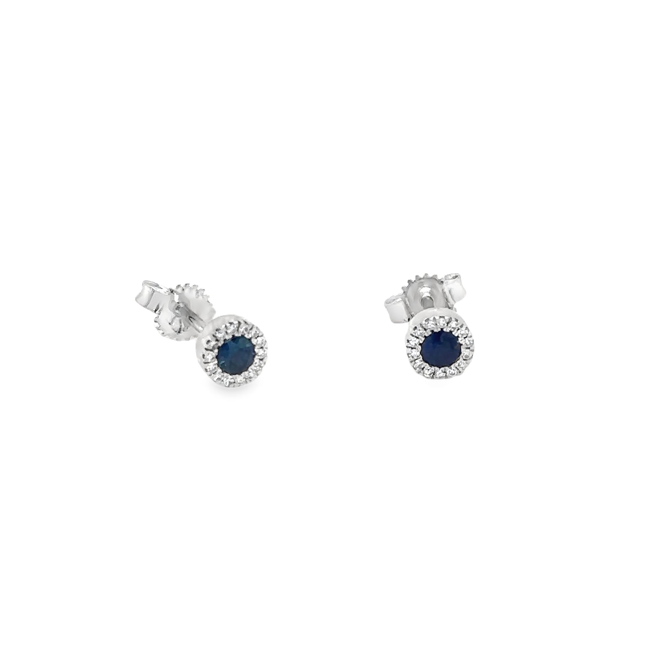 14K White Gold Sapphire & Diamond Earring 0.26 TCW