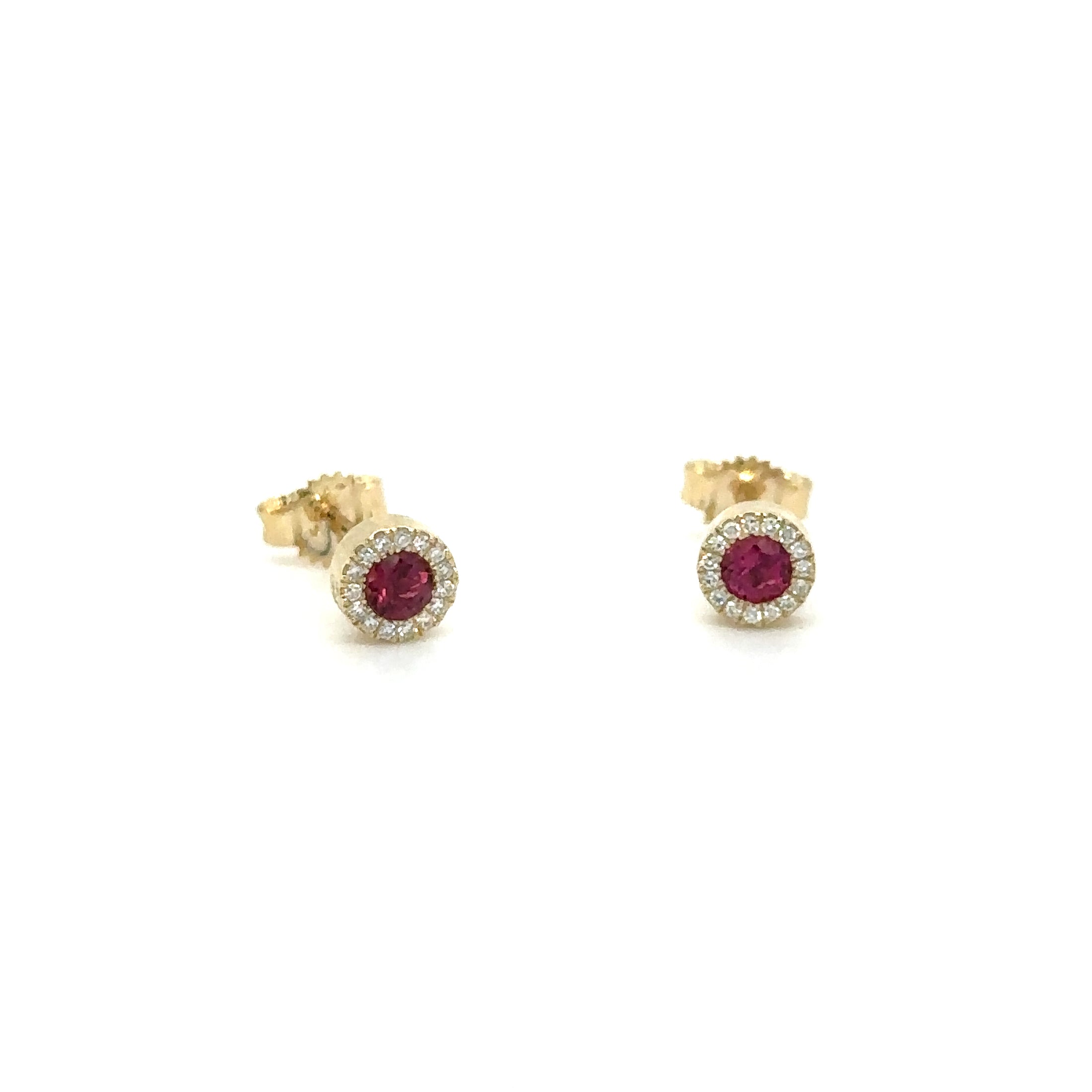 14K Yellow Gold Ruby & Diamond Earring 0.27 TCW