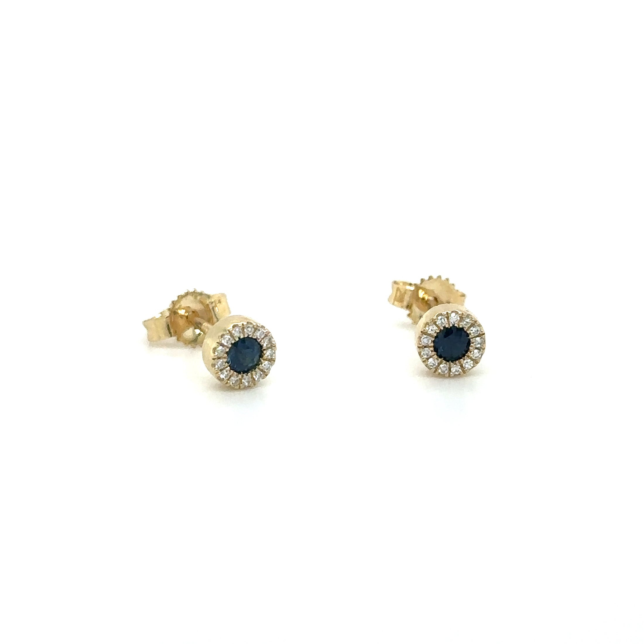 14K Yellow Gold Sapphire & Diamond Earring 0.22 TCW