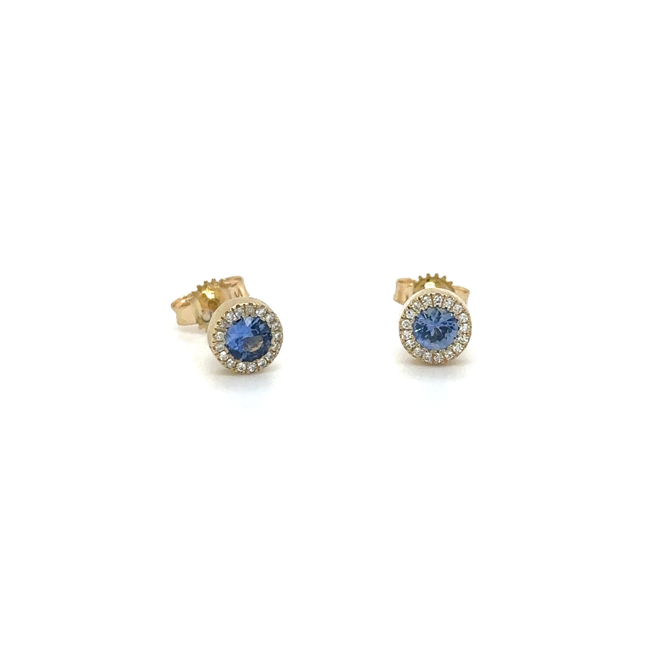 14K Yellow Gold Sapphire & Diamond Earring 0.43 TCW