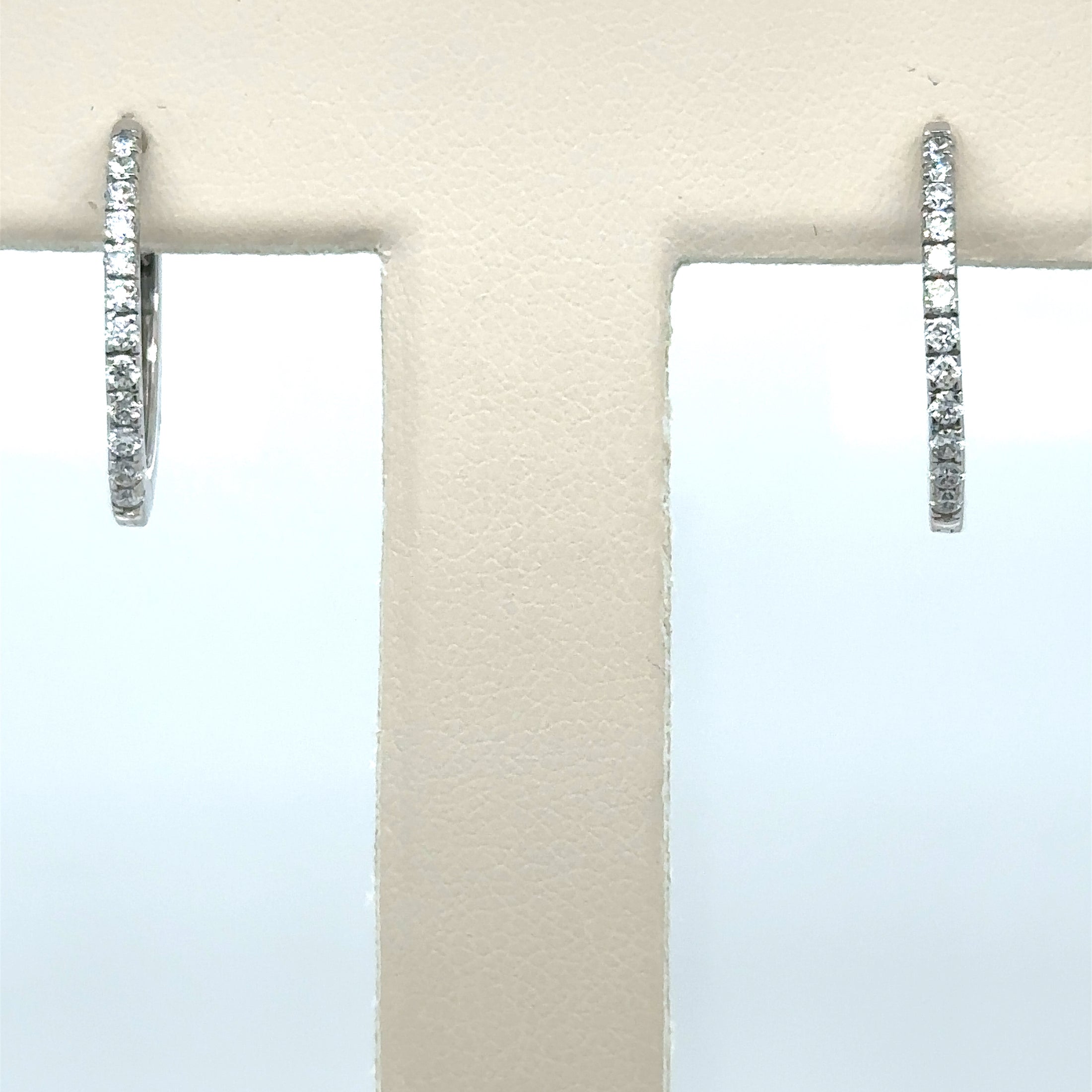 14K White Gold Diamond Hoop Earring 0.43 TCW