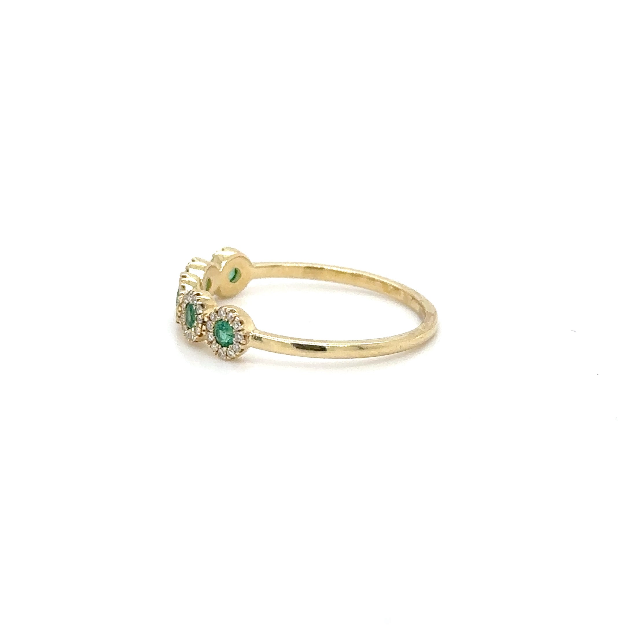 14K Yellow Gold Emerald & Diamonds Ring 0.27 TCW