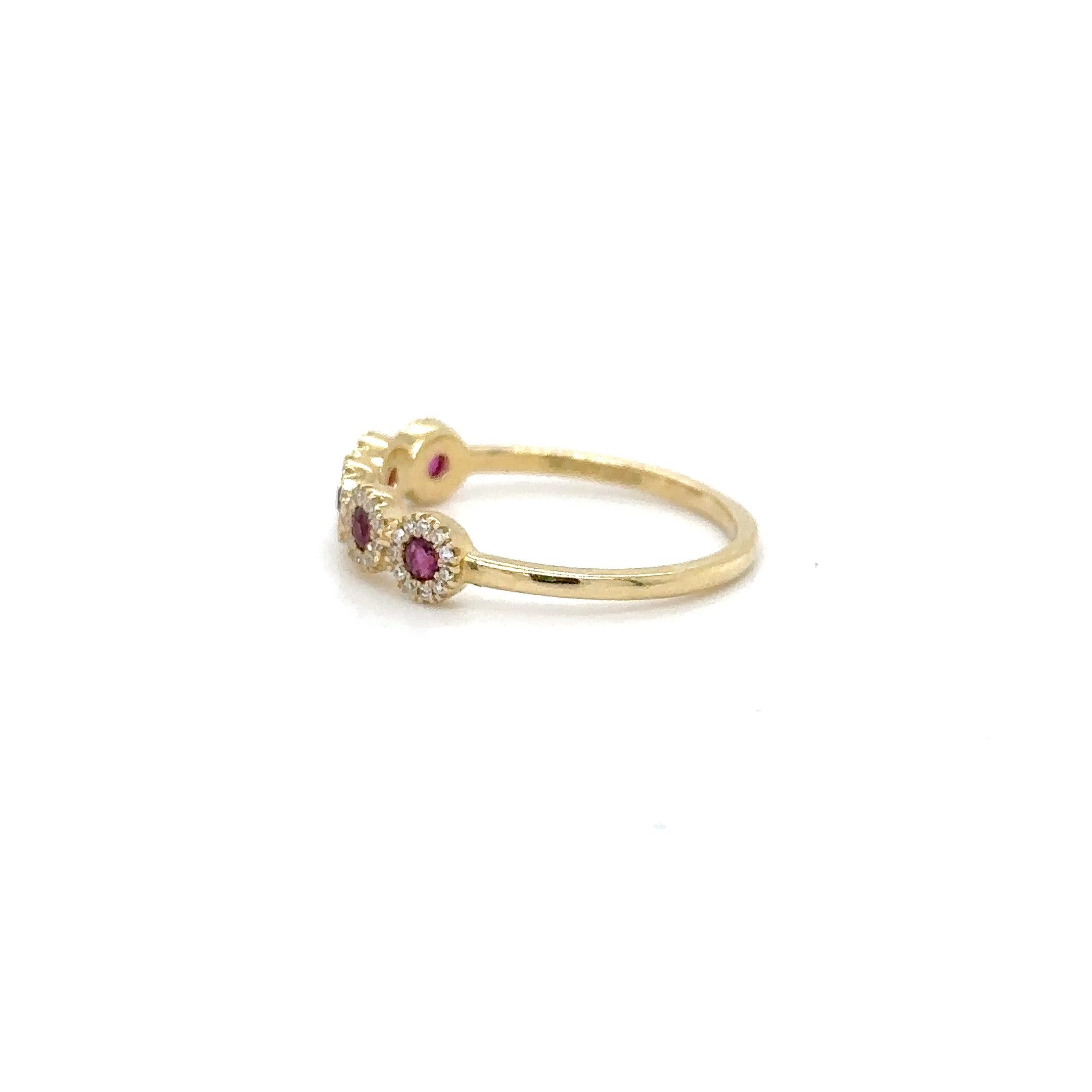 14K Yellow Gold Ruby & Diamonds Ring 0.35 TCW