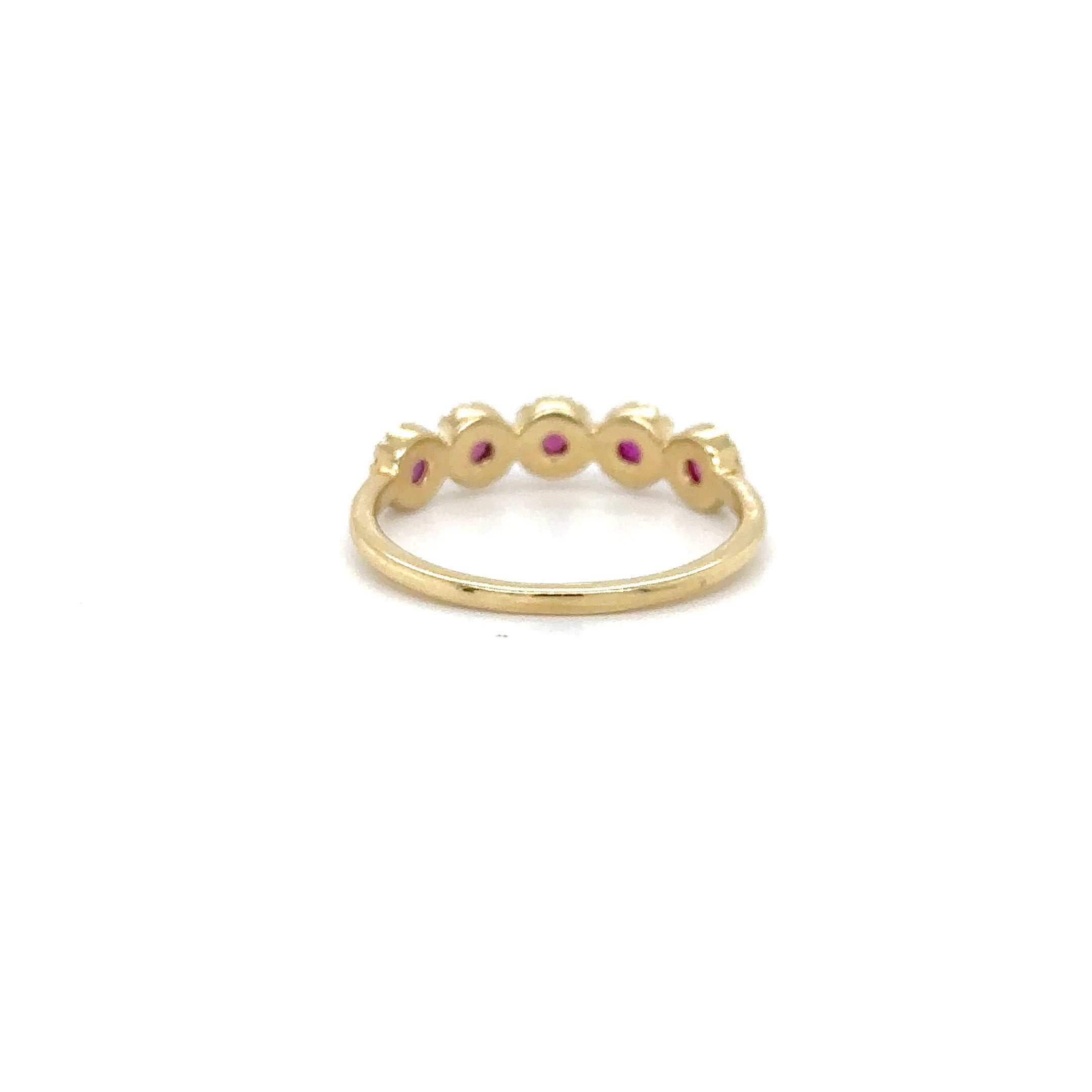 14K Yellow Gold Ruby & Diamonds Ring 0.35 TCW