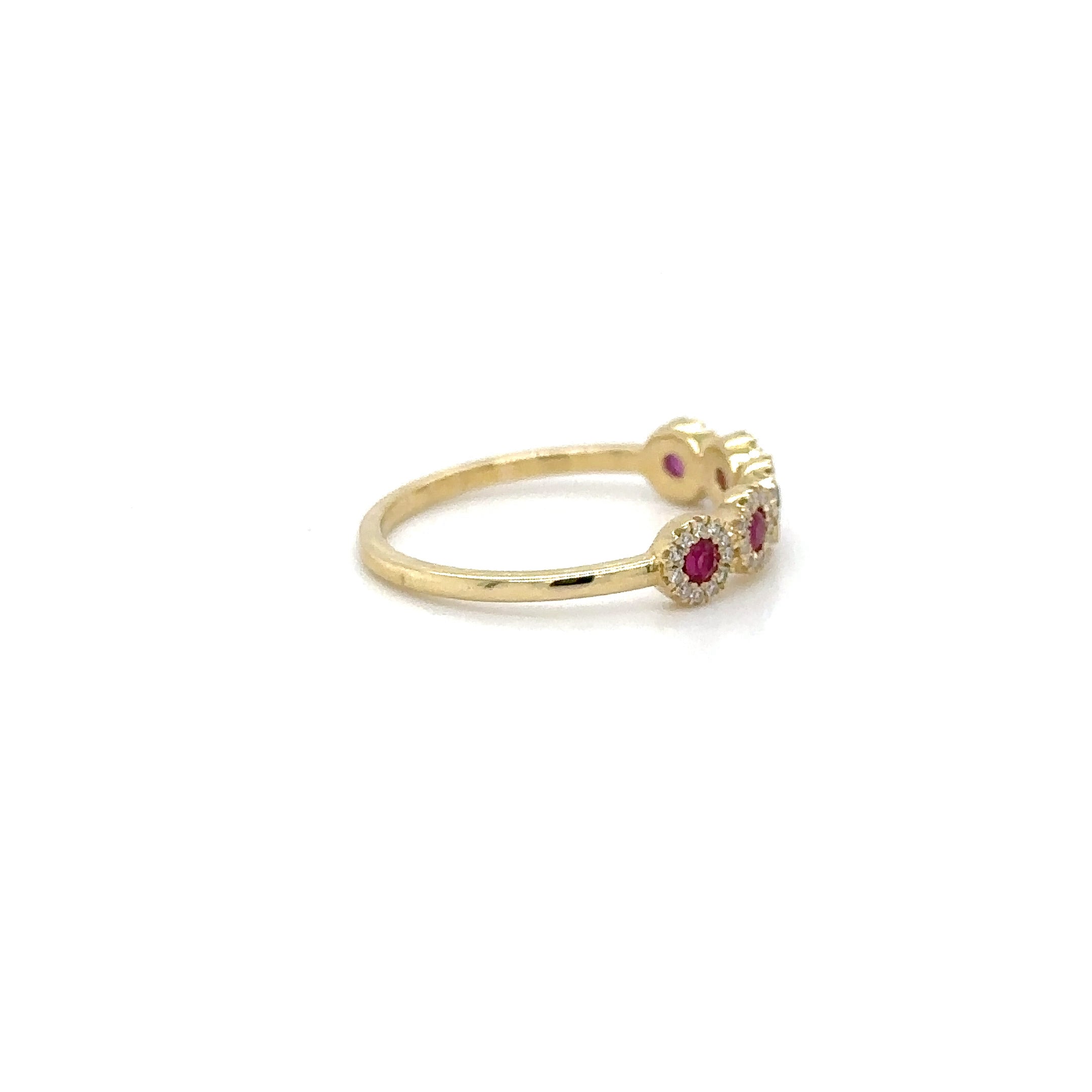 14K Yellow Gold Ruby & Diamonds Ring 0.35 TCW