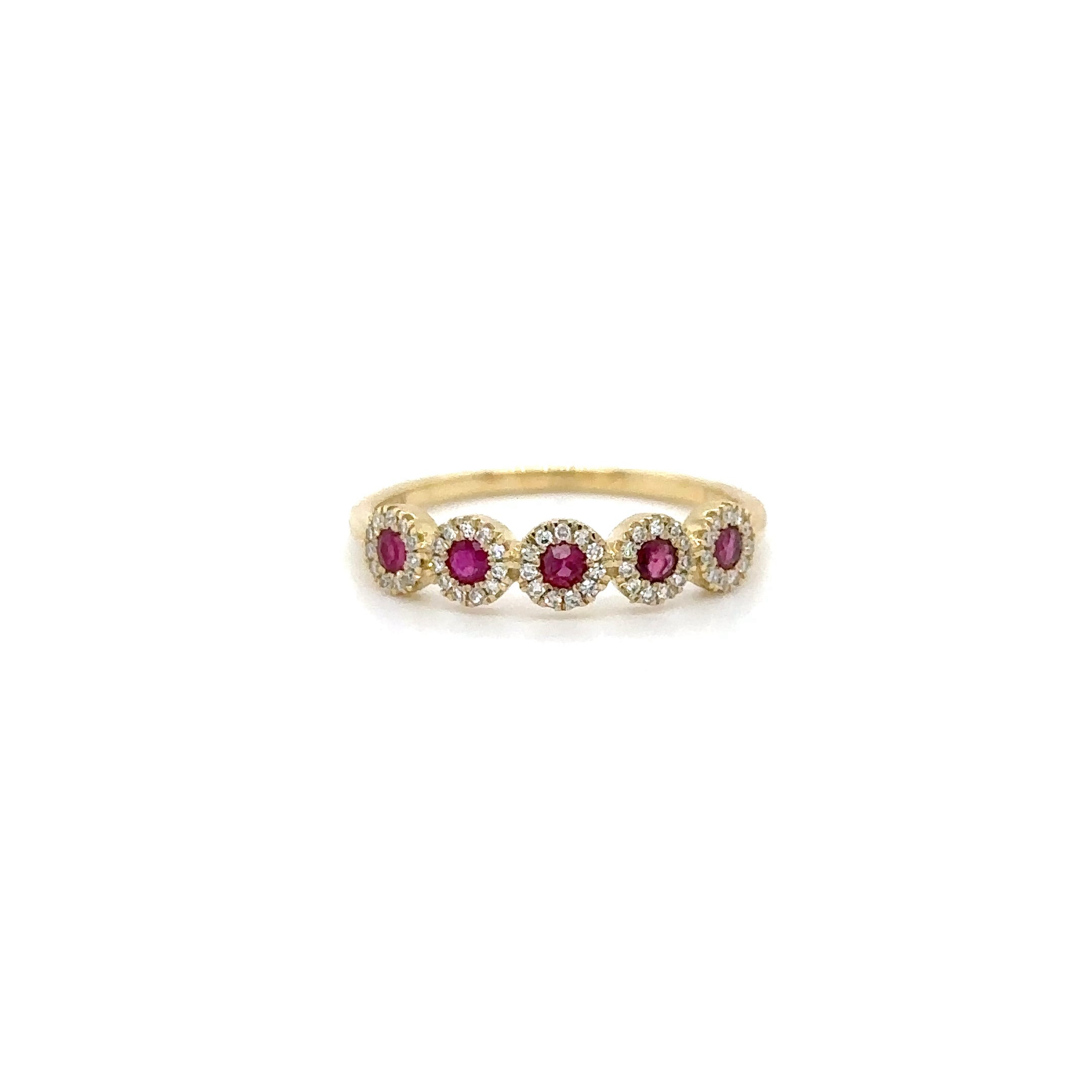 14K Yellow Gold Ruby & Diamonds Ring 0.35 TCW