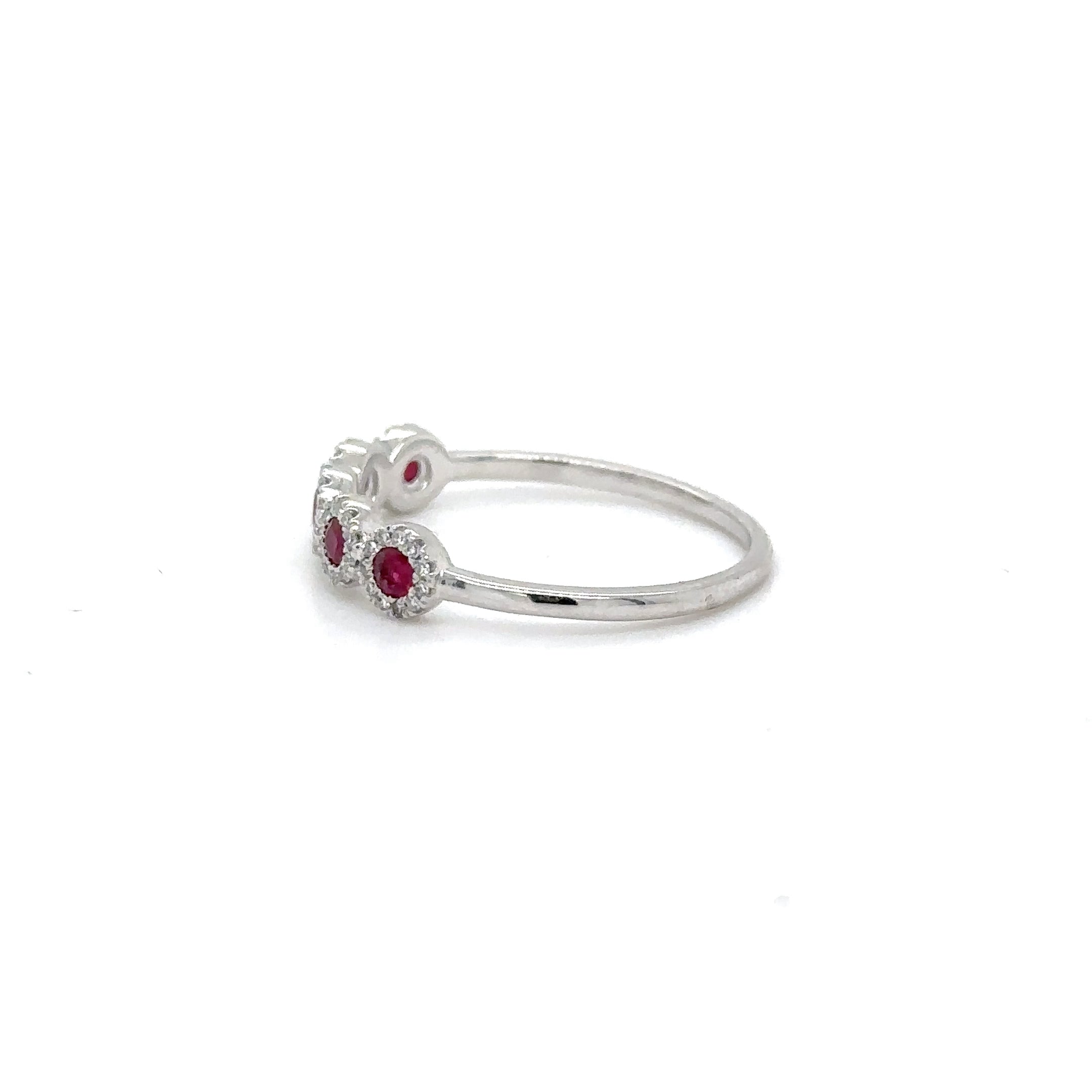 14K White Gold Ruby & Diamonds Ring 0.35 TCW