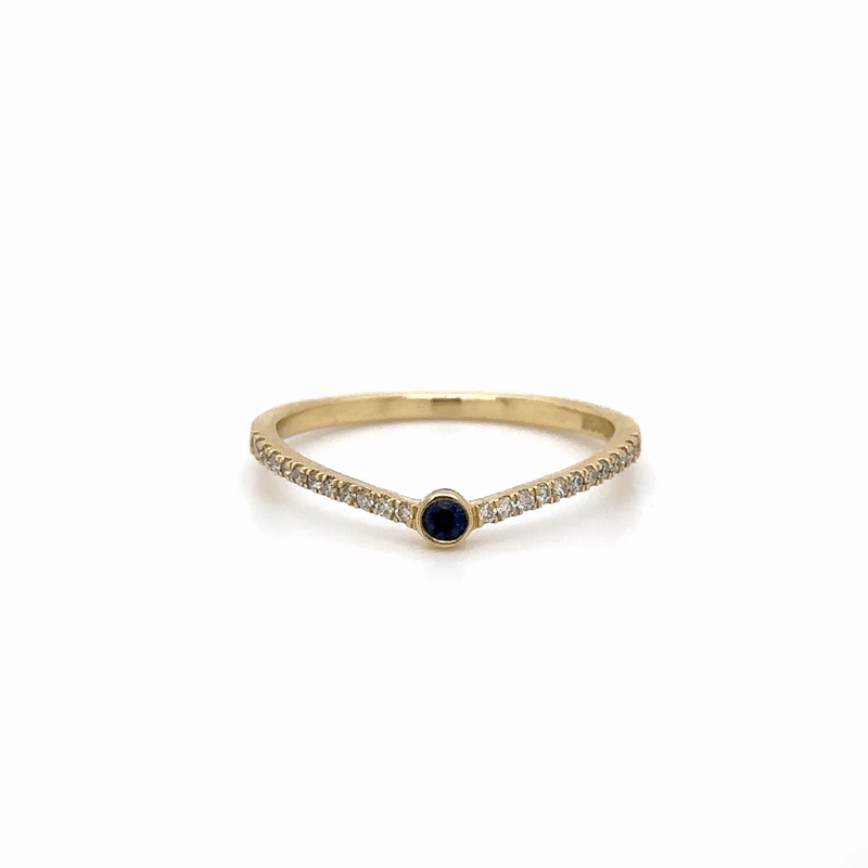 14K Yellow Gold Sapphire Ring With Diamonds 0.19 TCW