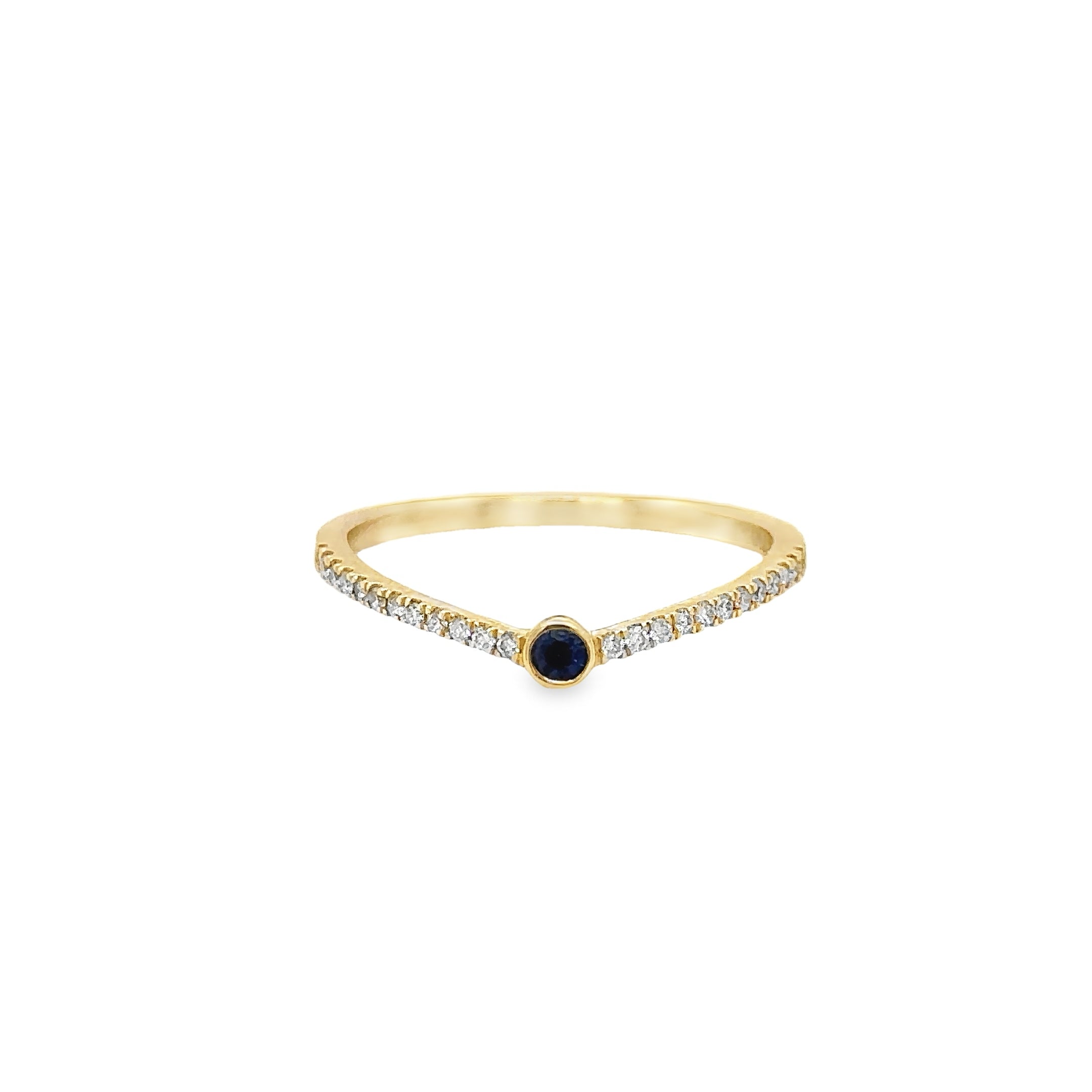 14K Yellow Gold Sapphire Ring With Diamonds 0.19 TCW