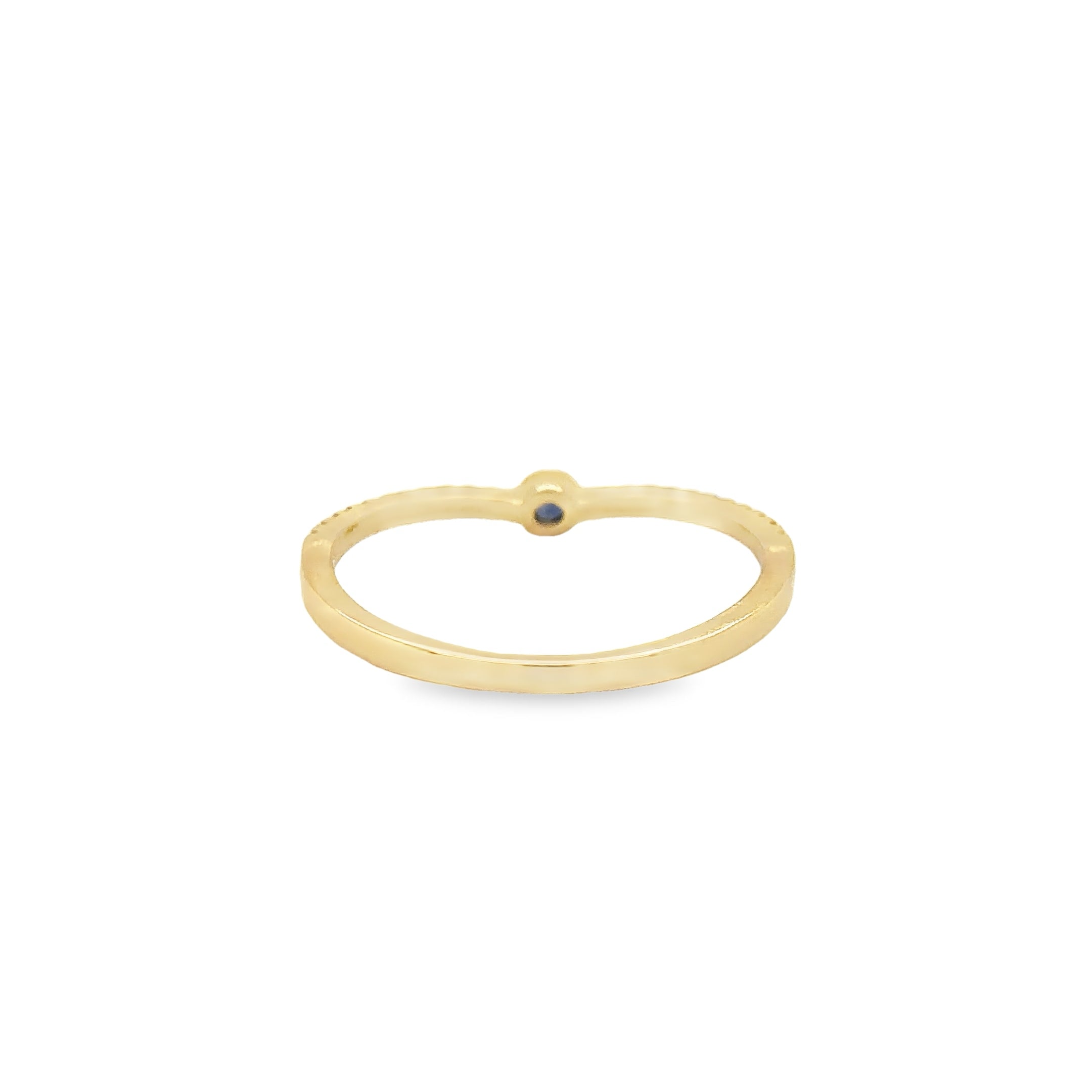 14K Yellow Gold Sapphire Ring With Diamonds 0.19 TCW