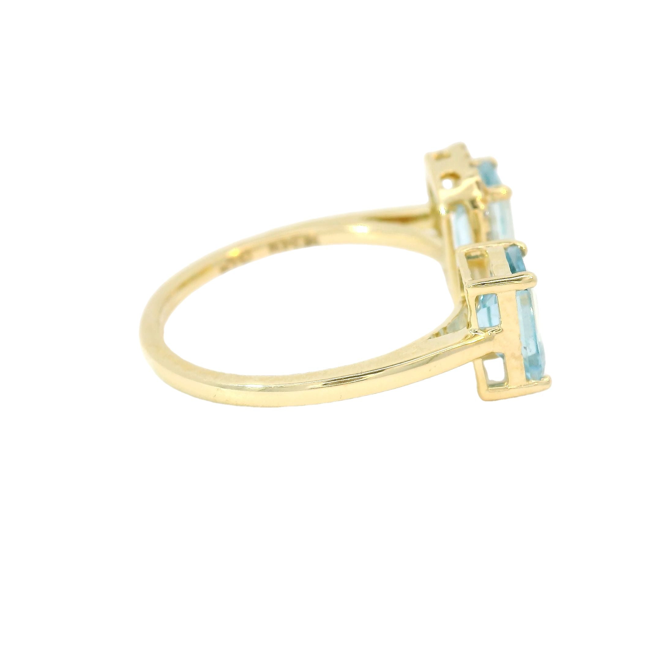 14K Yellow Gold Aquamarine Ring With Diamonds 1.88 TCW