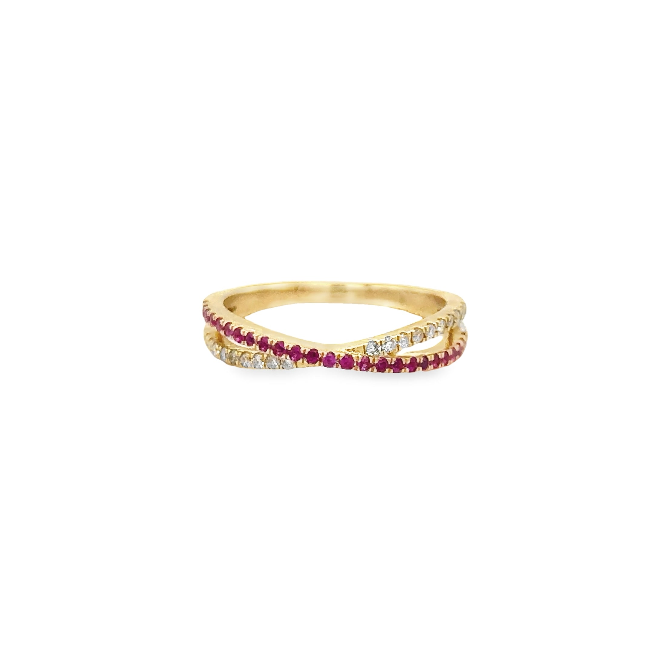 14K Yellow Gold Ruby & Diamonds Ring 0.28 TCW