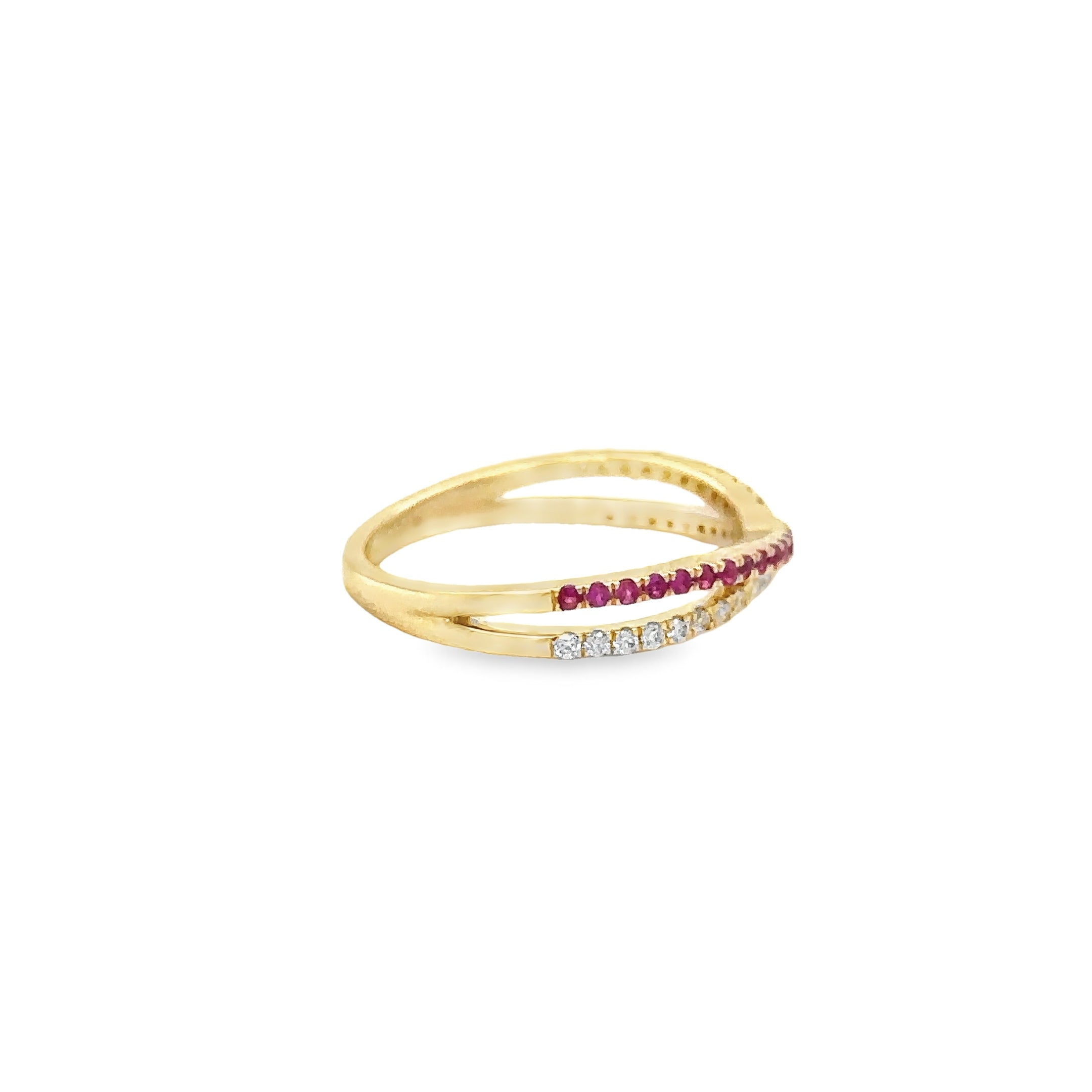 14K Yellow Gold Ruby & Diamonds Ring 0.28 TCW